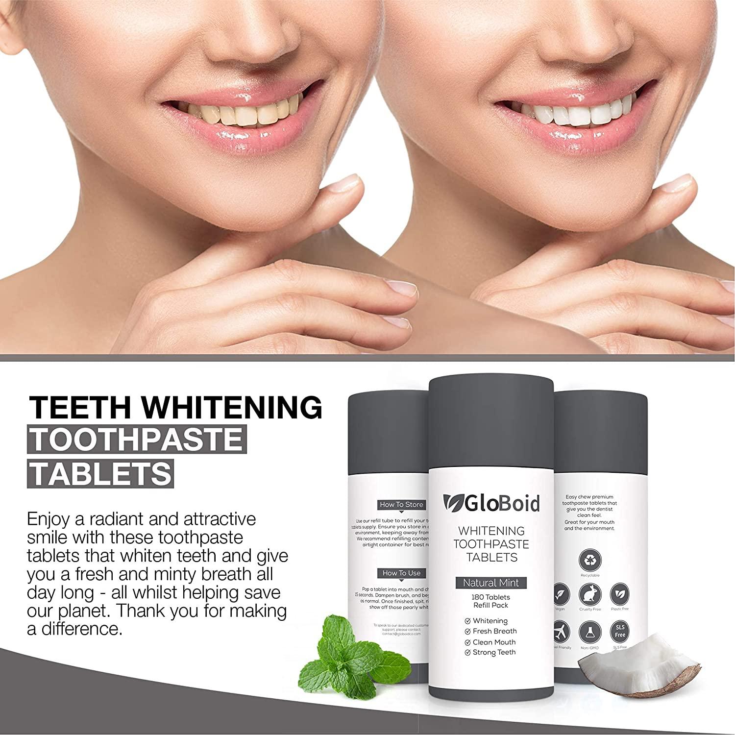 Globoid Charcoal Toothpaste Tablets With Fluoride 180pc Refill Easy