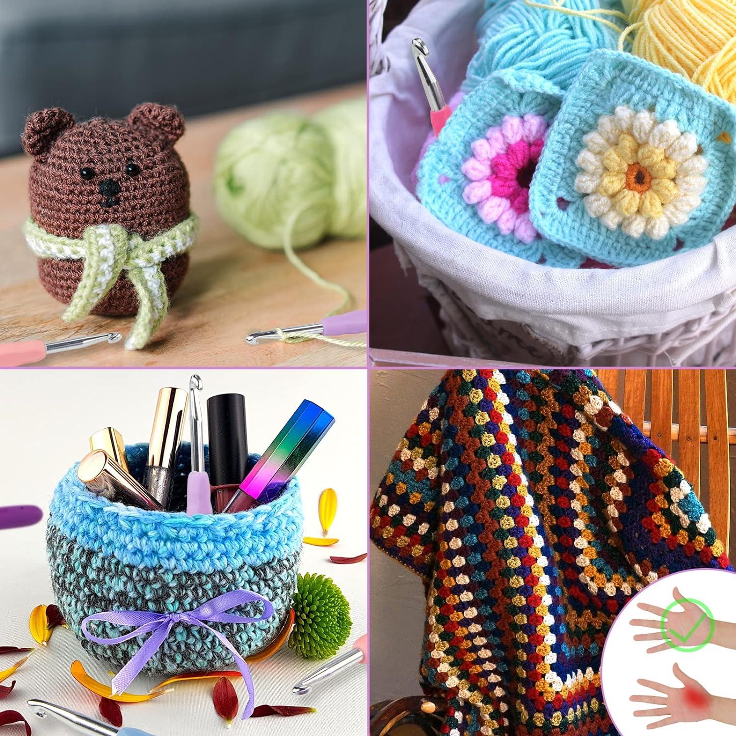 Crochet Hooks Set 14 Size 2mm(B)-10mm(N) Ergonomic Crochet Hooks Kit  Extended Knitting Needles for Arthritic Hands with Stitch Markers and  Large-Eye
