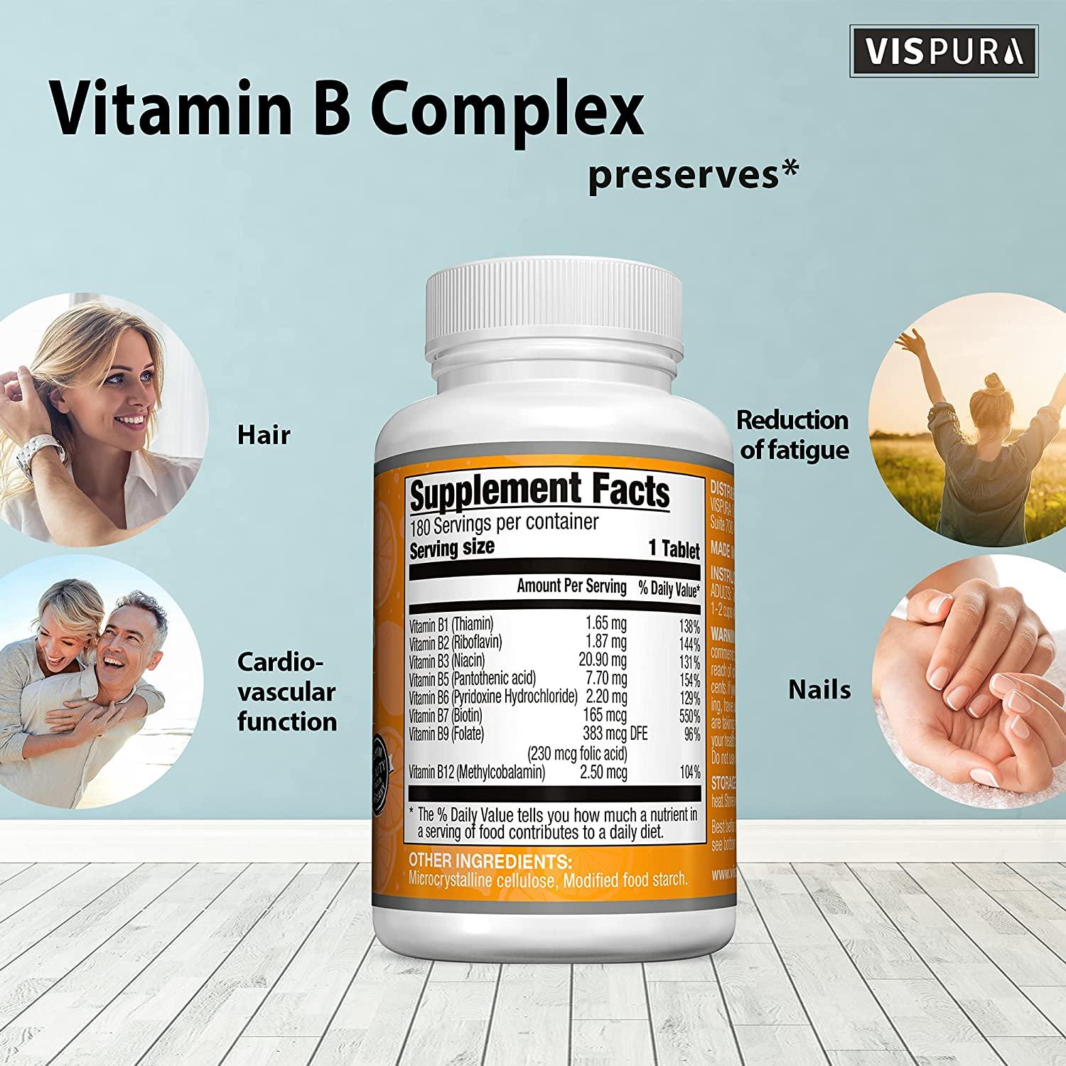 VISPURA Vitamin 180 Vegan Tablets B12, B1, B2, B3, B5, B6