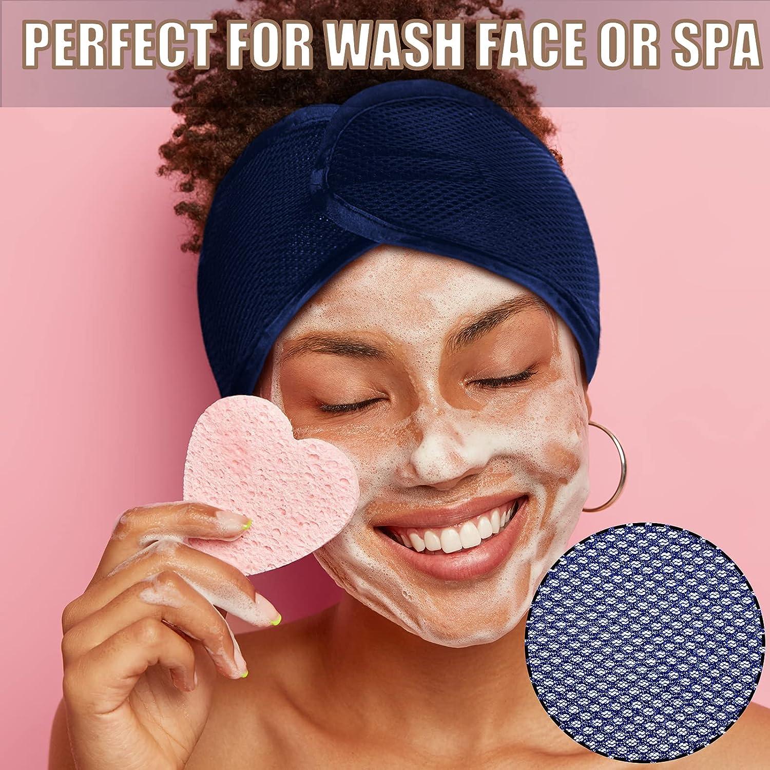 4 Fasce Per Capelli In Rete Morbida Per Donne - Turbante Per Dormire, Cuffia SPA E Lavaggio Viso - Regolabile, Viola Scuro, Nero, Grigio, Cammello - 4