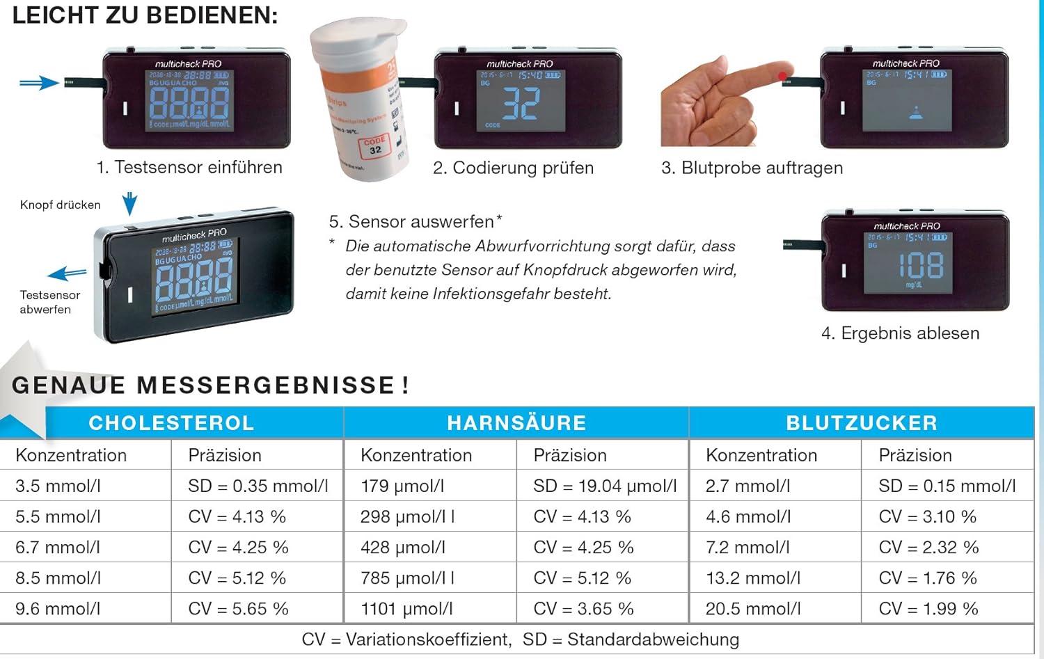 Lifetouch MultiCheck Pro 3 in 1 Blood Sugar Uric Acid & Cholesterol