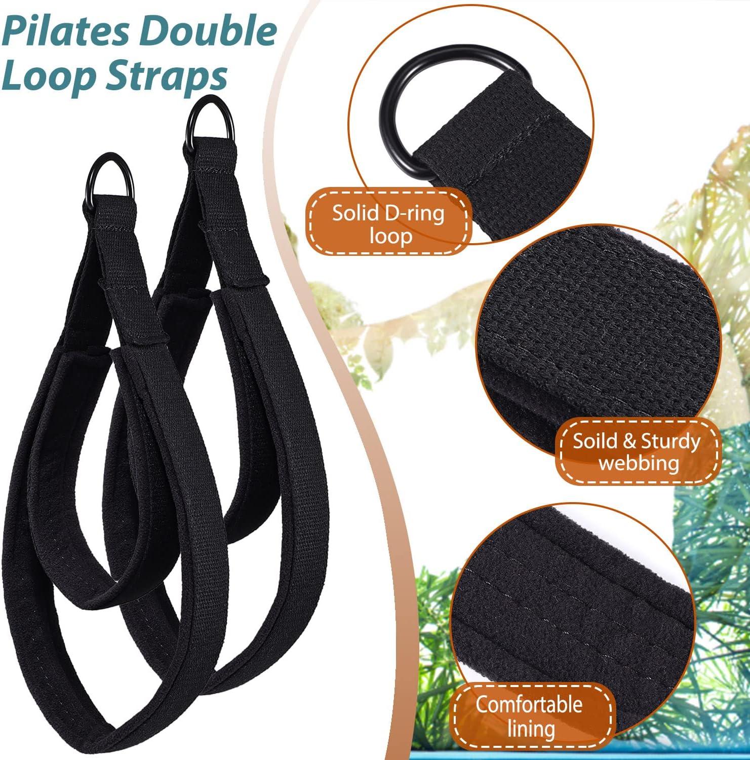 2Pcs Pilates Straps for Reformer, Comfortable Grip Nonslip Handle D Rings  Straps Pilates Double Loop Straps Fitness Equipment for Women Men Home Gym