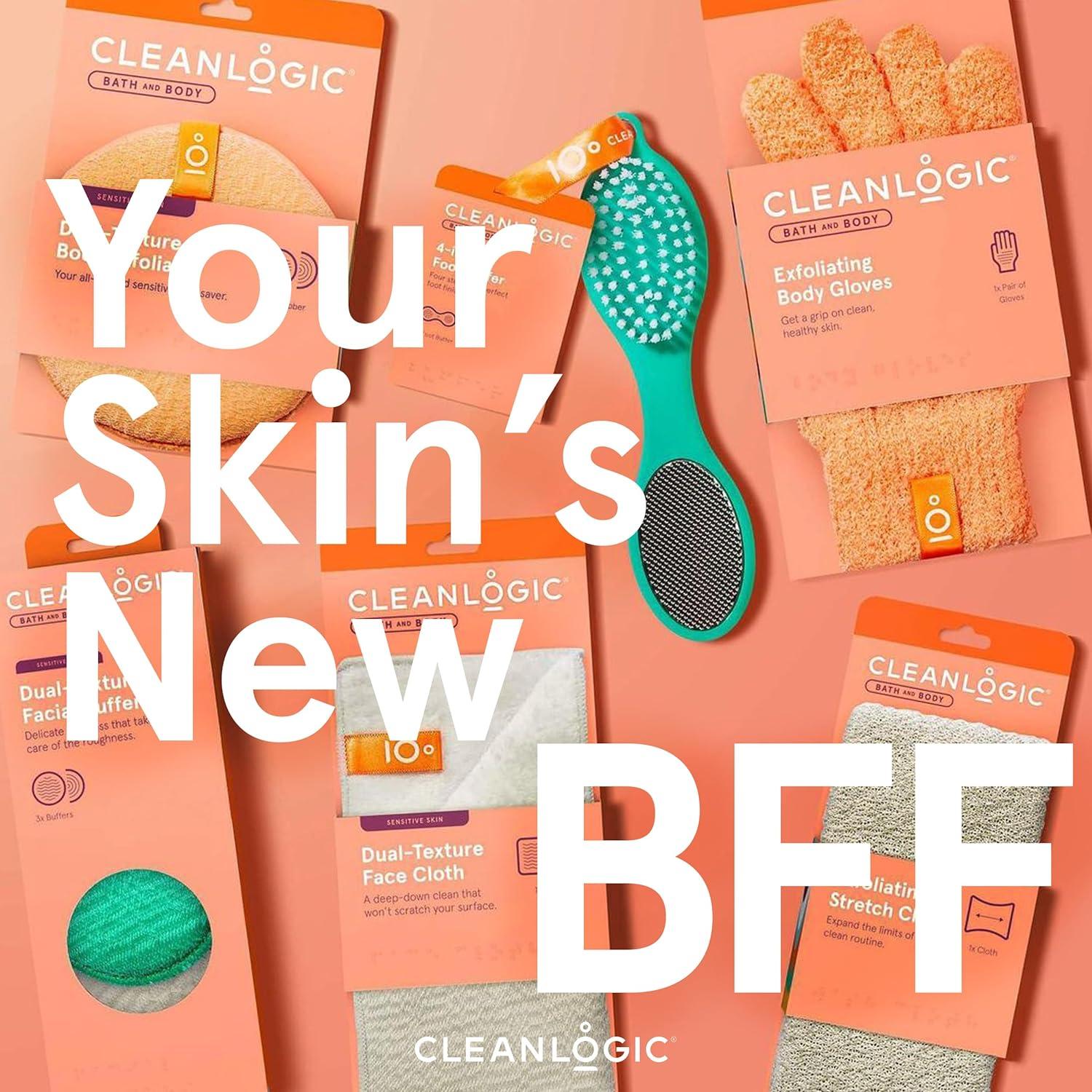 Cleanlogic Bath and Body Exfoliating Gloves Reusable Body Exfoliator