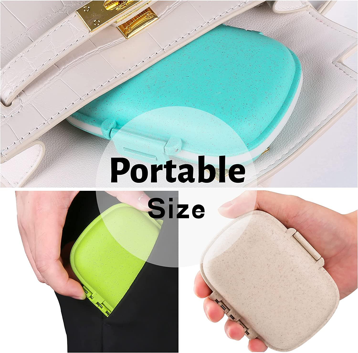 4 Pack Daily Pill Case Organizer, 8 Compartment Pill Box Drug Medicine