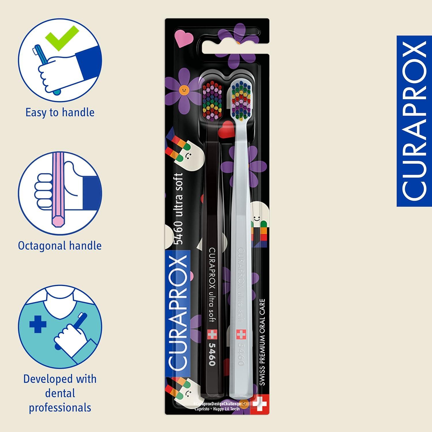 Curaprox CS 5460 Ultra-Soft Toothbrush Happy Lil Teeth Special Edition Pack  of 2