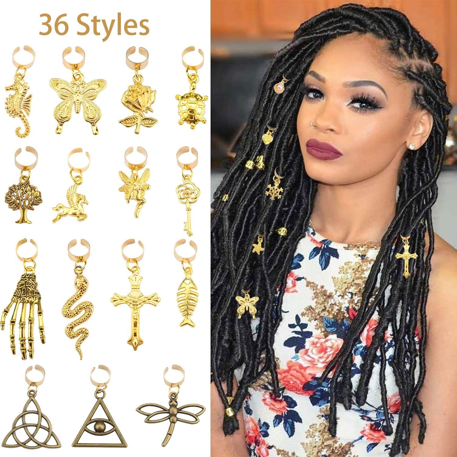 40 Pcs Locs Hair Jewelry Braids Hair Clips Adjustable Hair Cuffs African  Style Dreadlocks Hair Beads Butterfly Shell DIY Hair Pendant Charms Hair  Decoration for Locs Accessories (Gold and Bronze)
