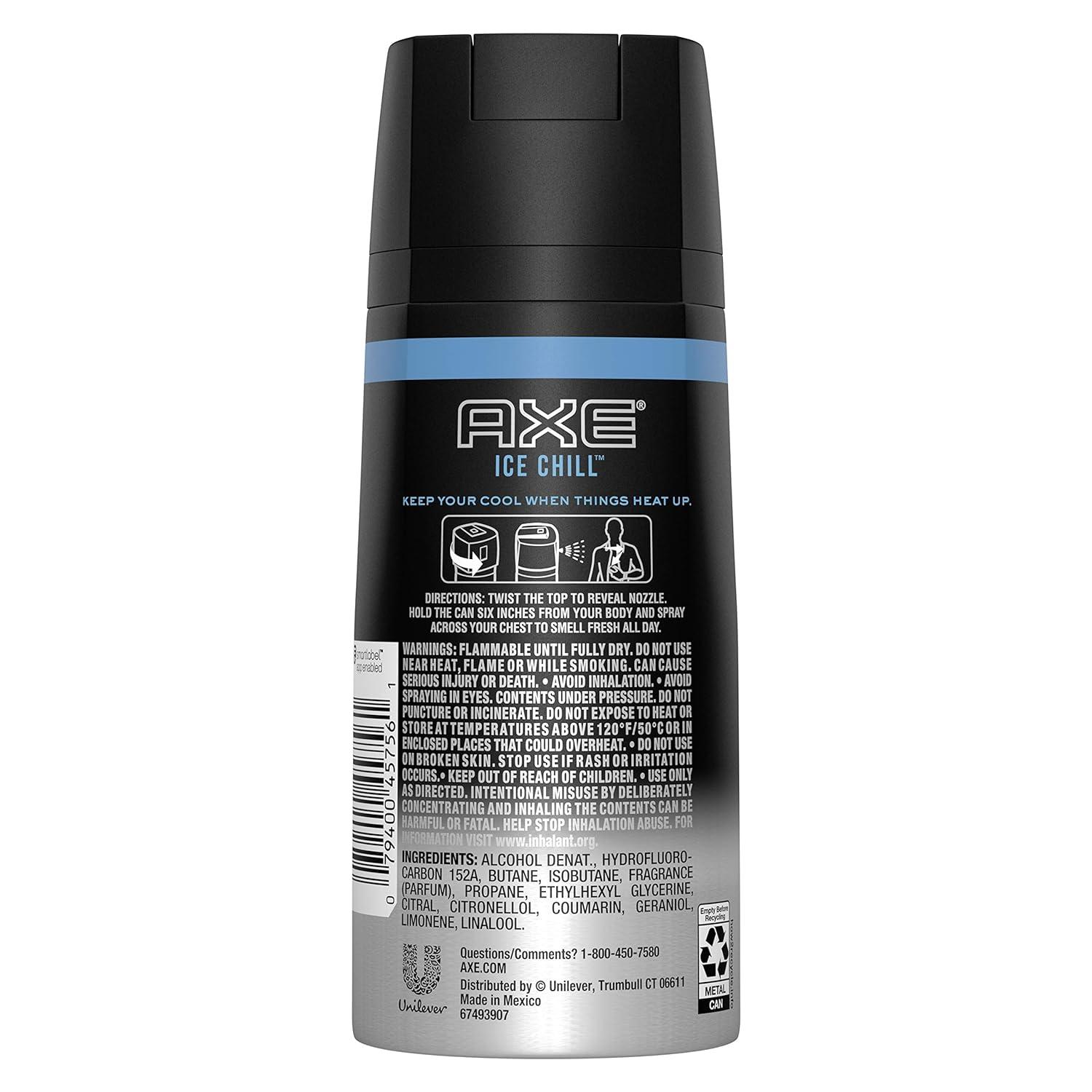 Axe Deodorant Body Spray Ice Chill Frozen Lemon & Eucalyptus Net