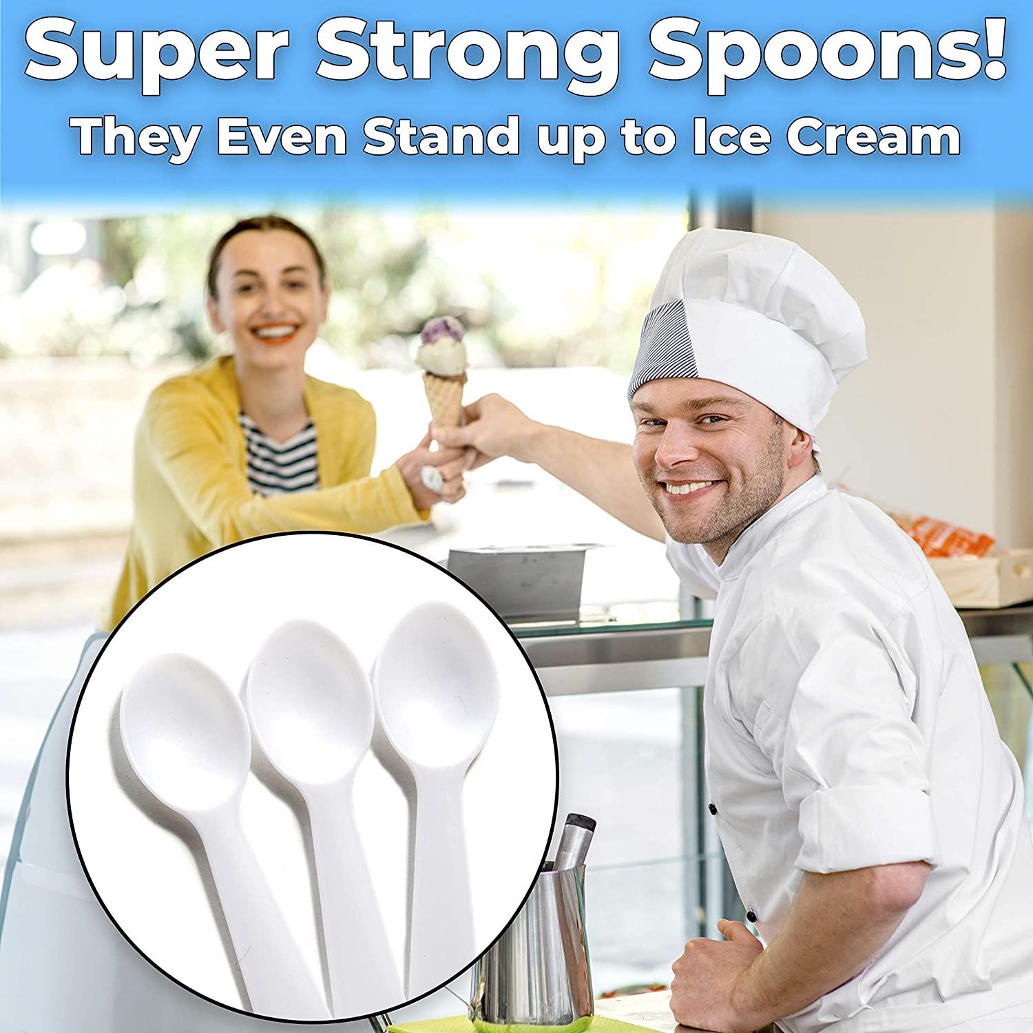 Extra Sturdy, BPA Free 100ct Plastic Tasting Spoons. Disposable Mini  Tasters for Sampling or Individual Portions of Ice Cream, and Appetizers.  Great for Food Trucks, Parties and Events Classic White 100