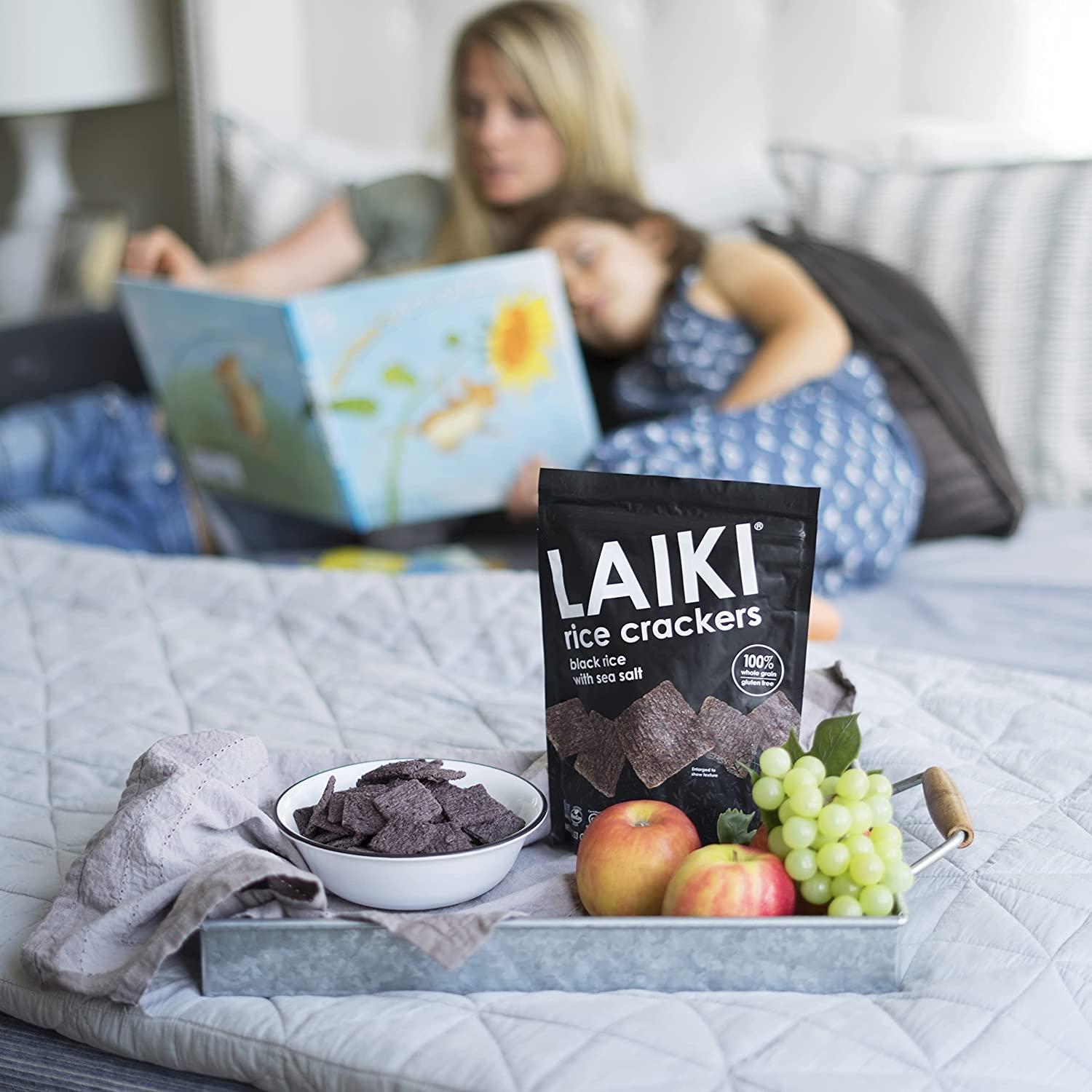 LAIKI Black Rice Crackers Gluten Free Rice Snacks Deliciously Light and Airy Crunch Low
