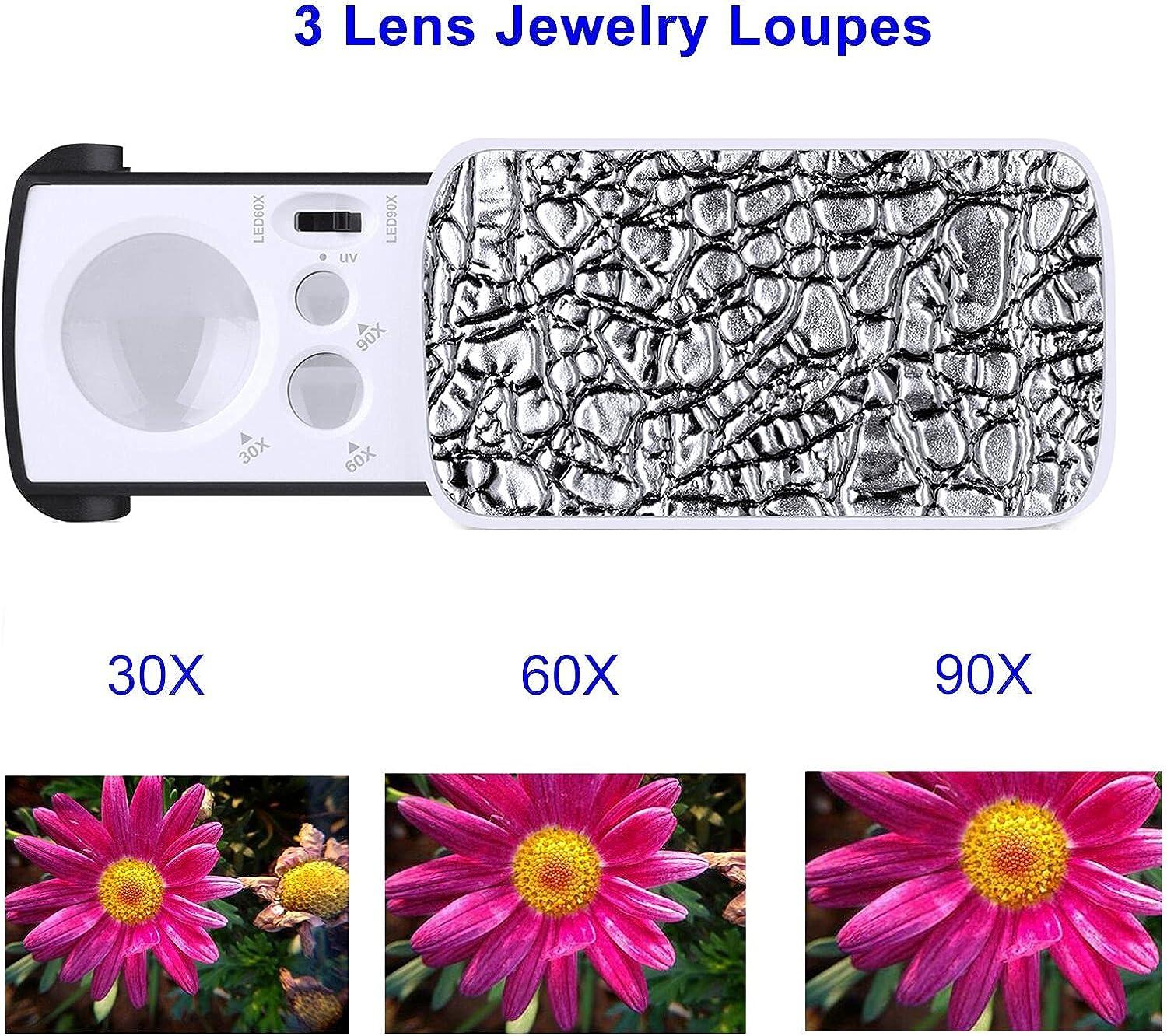 2pcs Craft Magnifying Glass Pocket Gem 30x Jewelry Loupe Jeweler