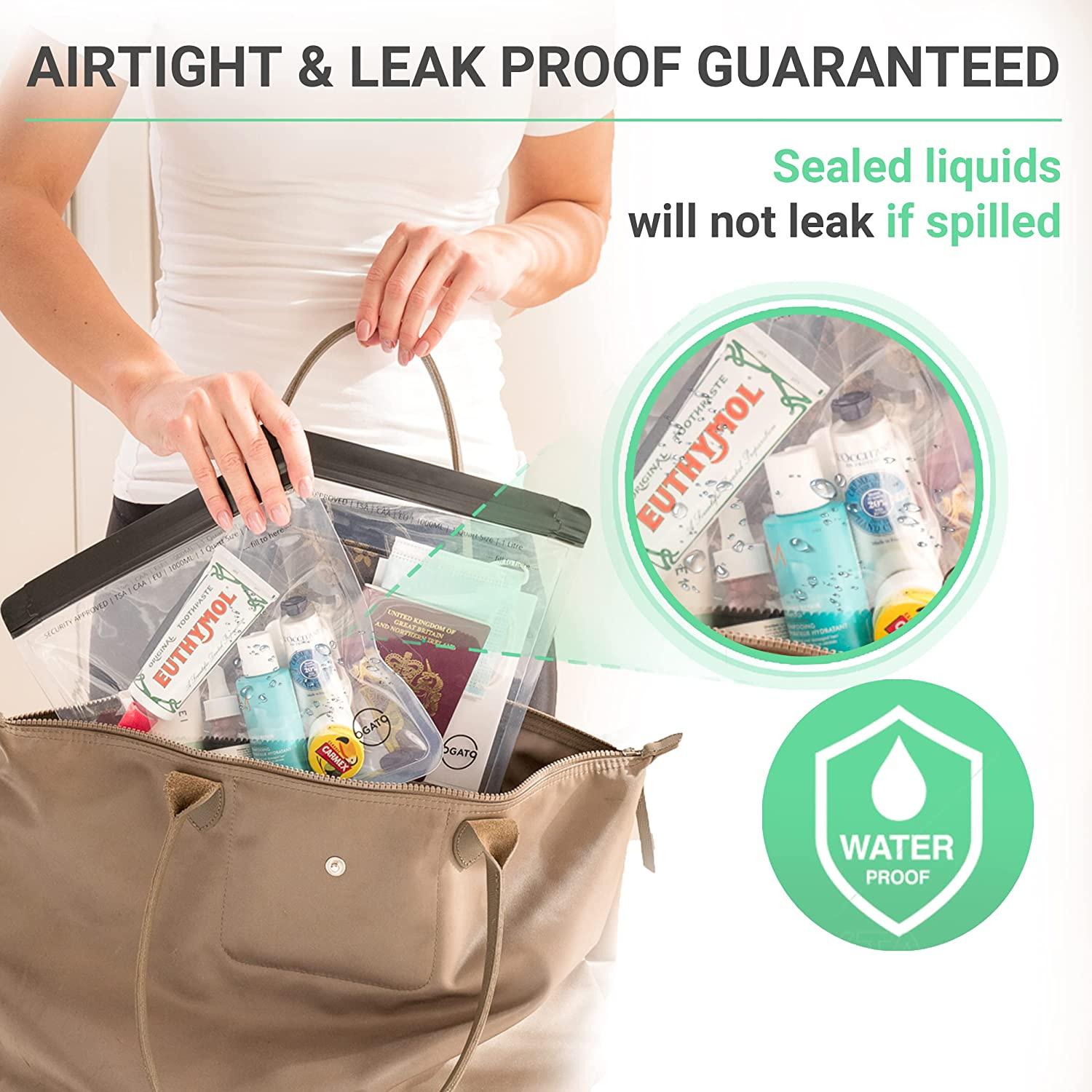 Ogato 3pcs - Clear TSA Approved Toiletry Bag - Our Quart Size Clear  Toiletry Bags are Security Approved Worldwide for Liquids & Cosmetics -  100% 3-1-1