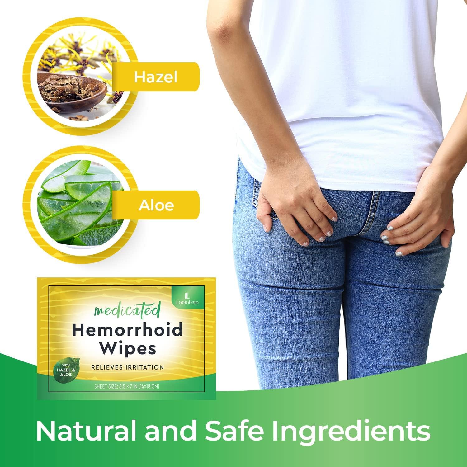 Hemorrhoid Treatment, Hemorrhoid Wipes, Witch Hazel Wipes for Hemroidal