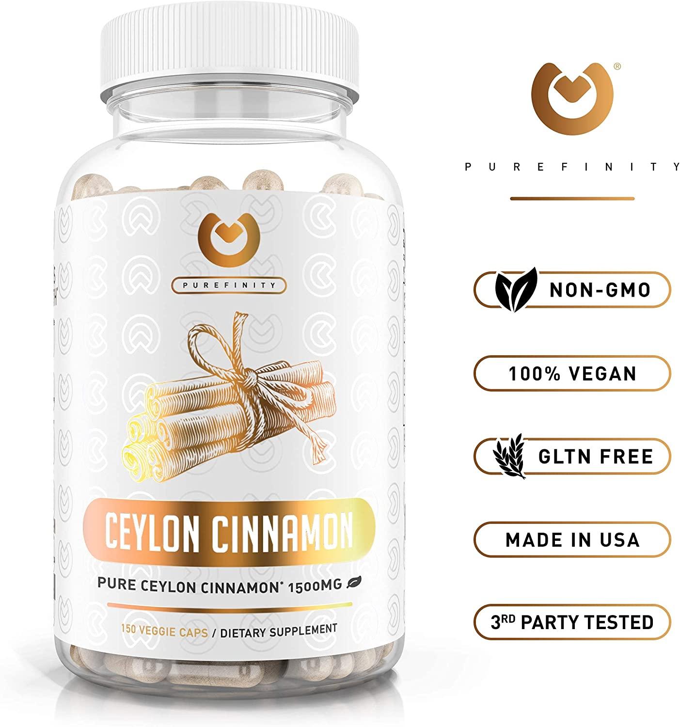 Purefinity Ceylon Cinnamon Capsules 1500mg Pure Cinnamon from Sri