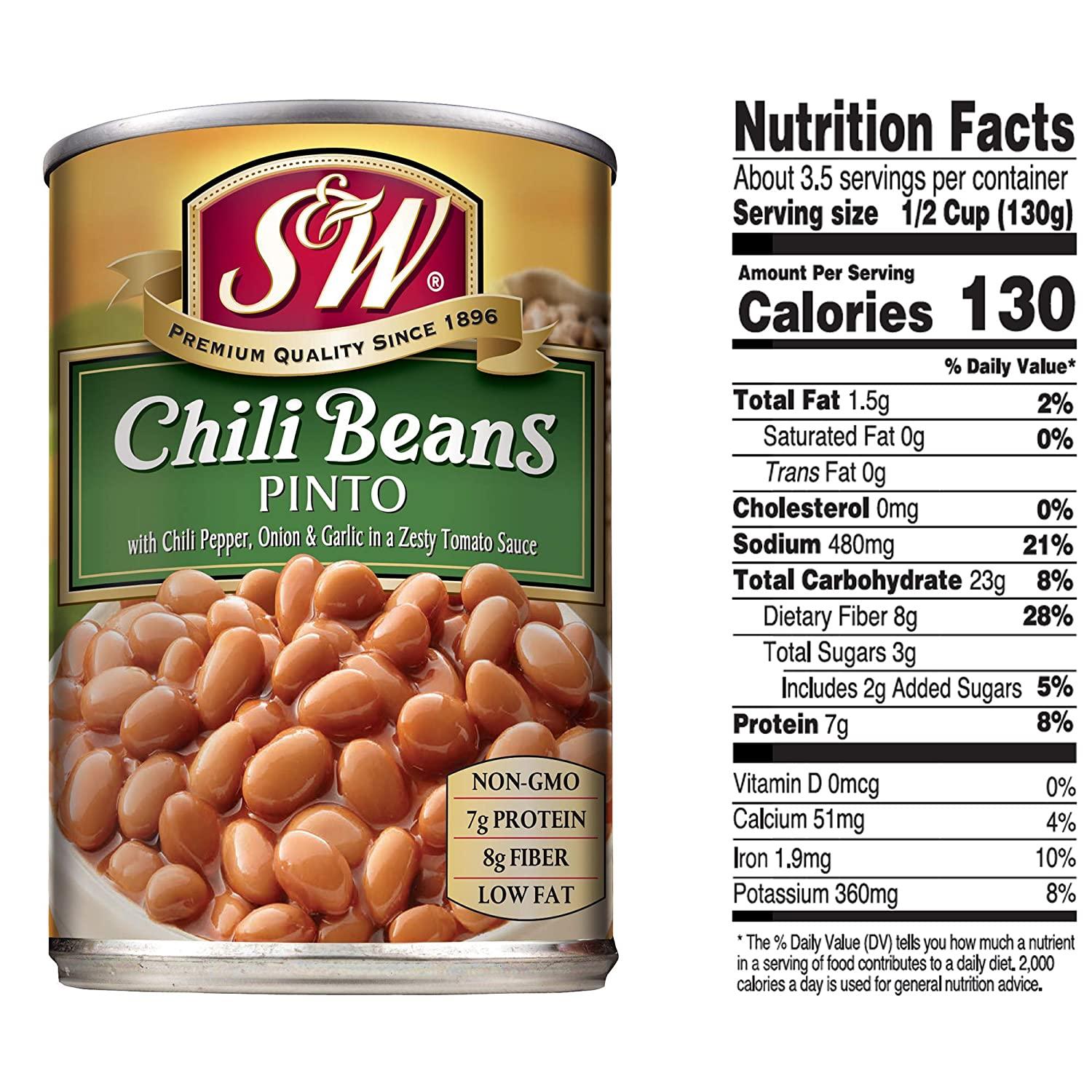 S & W Canned Chili Beans (12 Pack), Vegetarian, NonGMO, Natural Gluten