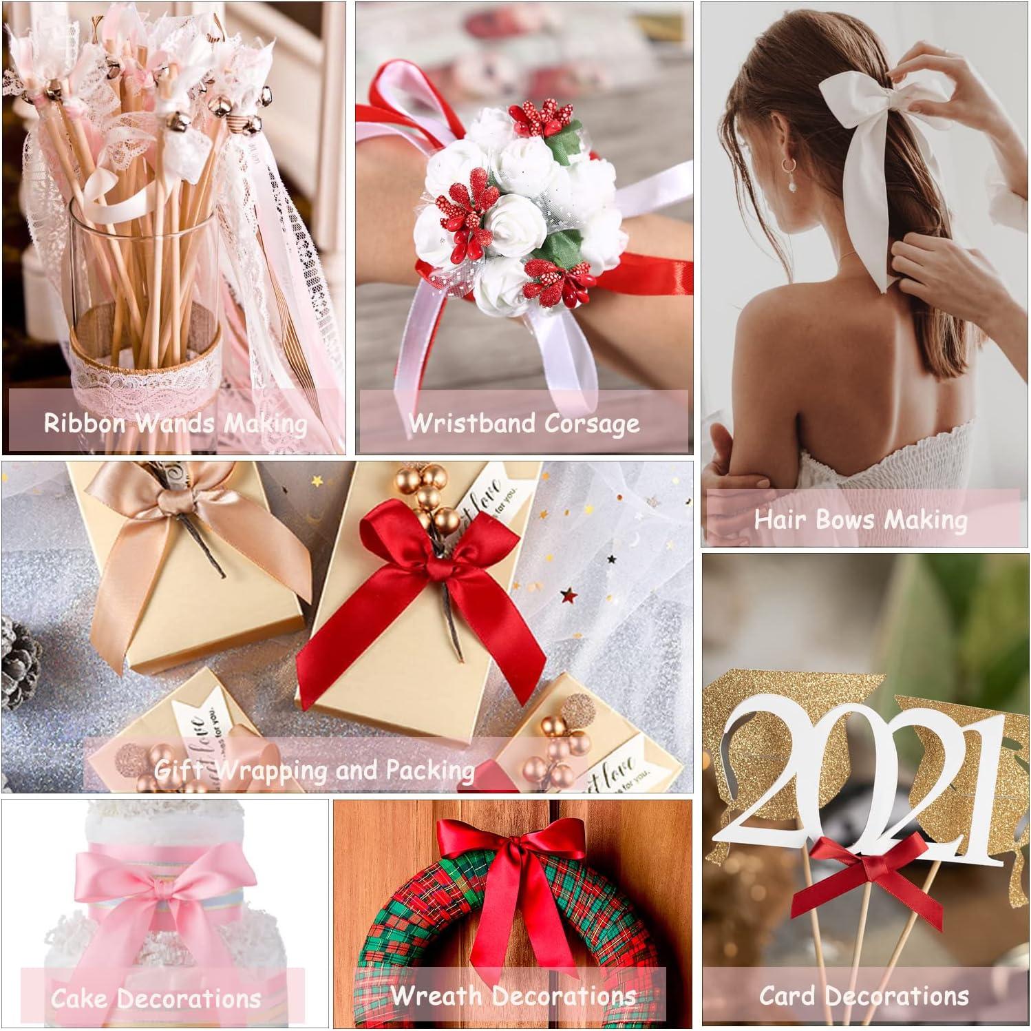 Hot Pink Ribbon 1-1/2 Inch, 25 Yards Satin Fabric Ribbons for Christmas  Gift Wrapping, Christmas Garland, Christmas Tree Ornaments, Bows Making,  DIY
