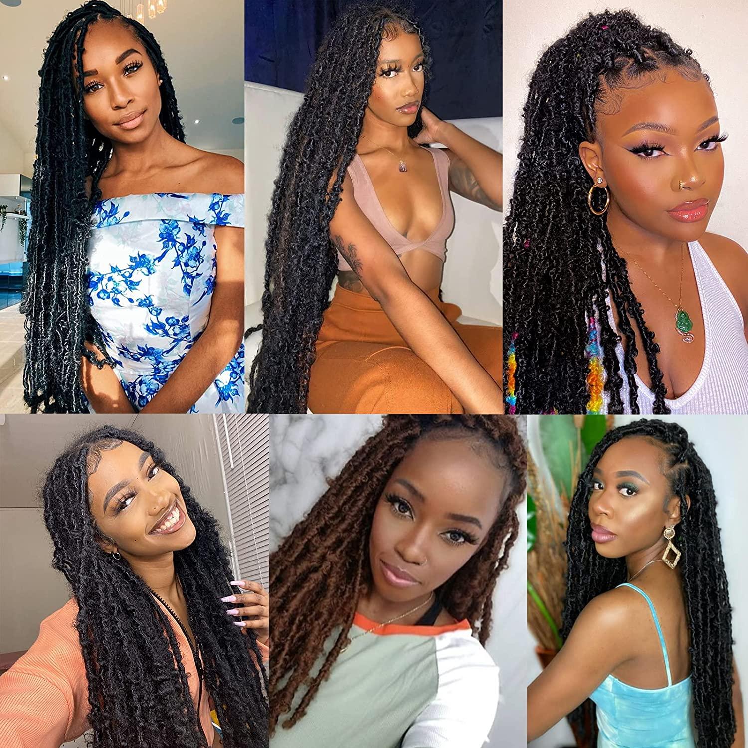 ZRQ 30 Inch Butterfly Locs Crochet Hair 6Packs Pre-twisted Long Distressed  Butterfly Faux Locs Crochet Braids Hair Pre-looped Synthetic Soft Locs Hair  Goddess Locs Crochet Braiding Hair Extensions (30 Inch, 1B#) 30