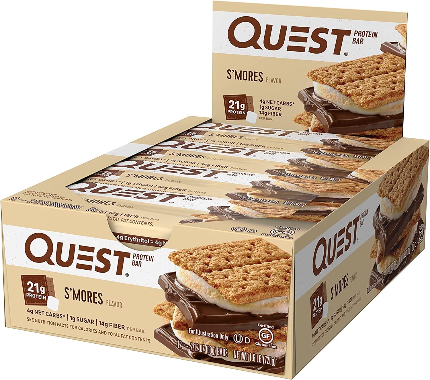 Quest Nutrition Protein Bar S'Mores. Low Carb Meal Replacement Bar with