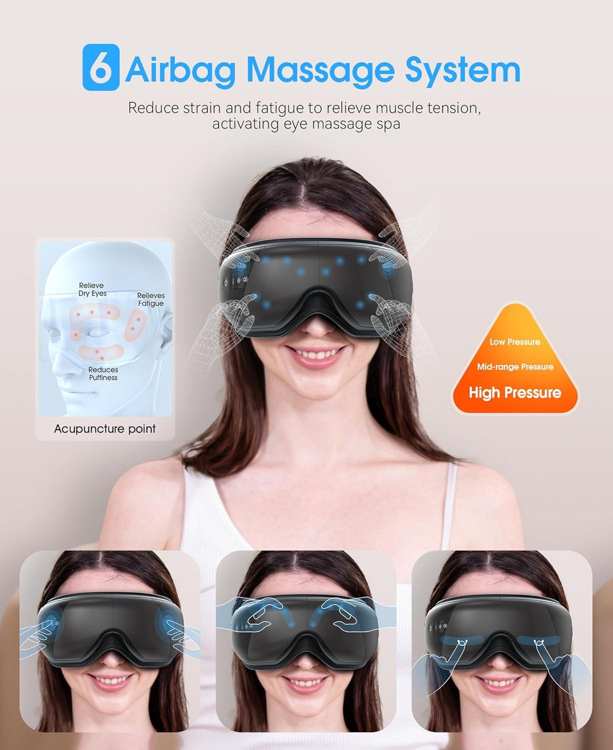 MUSICOZY Eye Massager with Heat & Vibration | Bluetooth Music Relaxation  Mask for Migraines & Eye Strain | Best Gift for Women (Black | Buy Now with  Express International Delivery | GoSupps.com