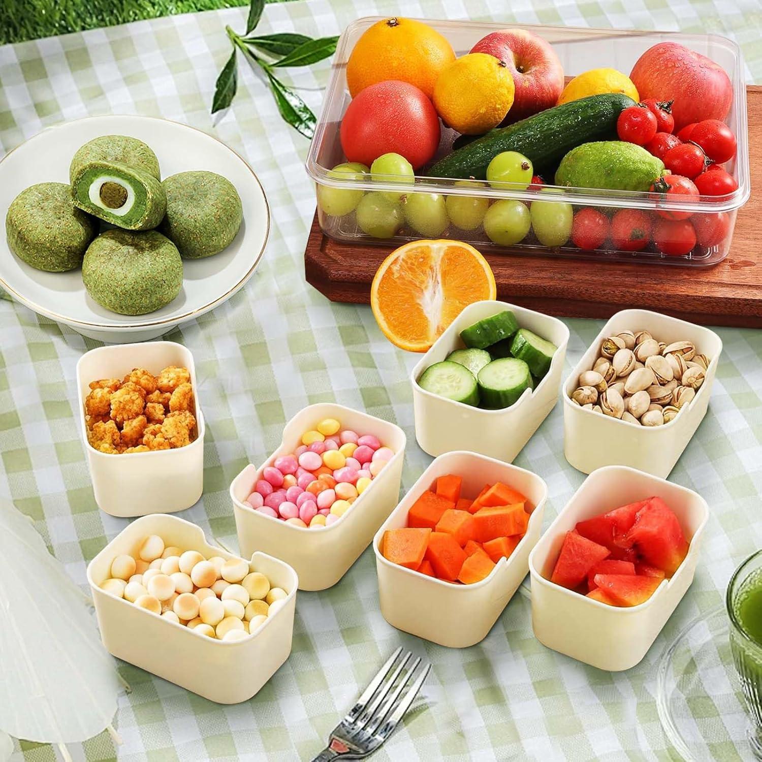 Snackle Box Divided Serving Tray With Lid - 8 Compartment Portable