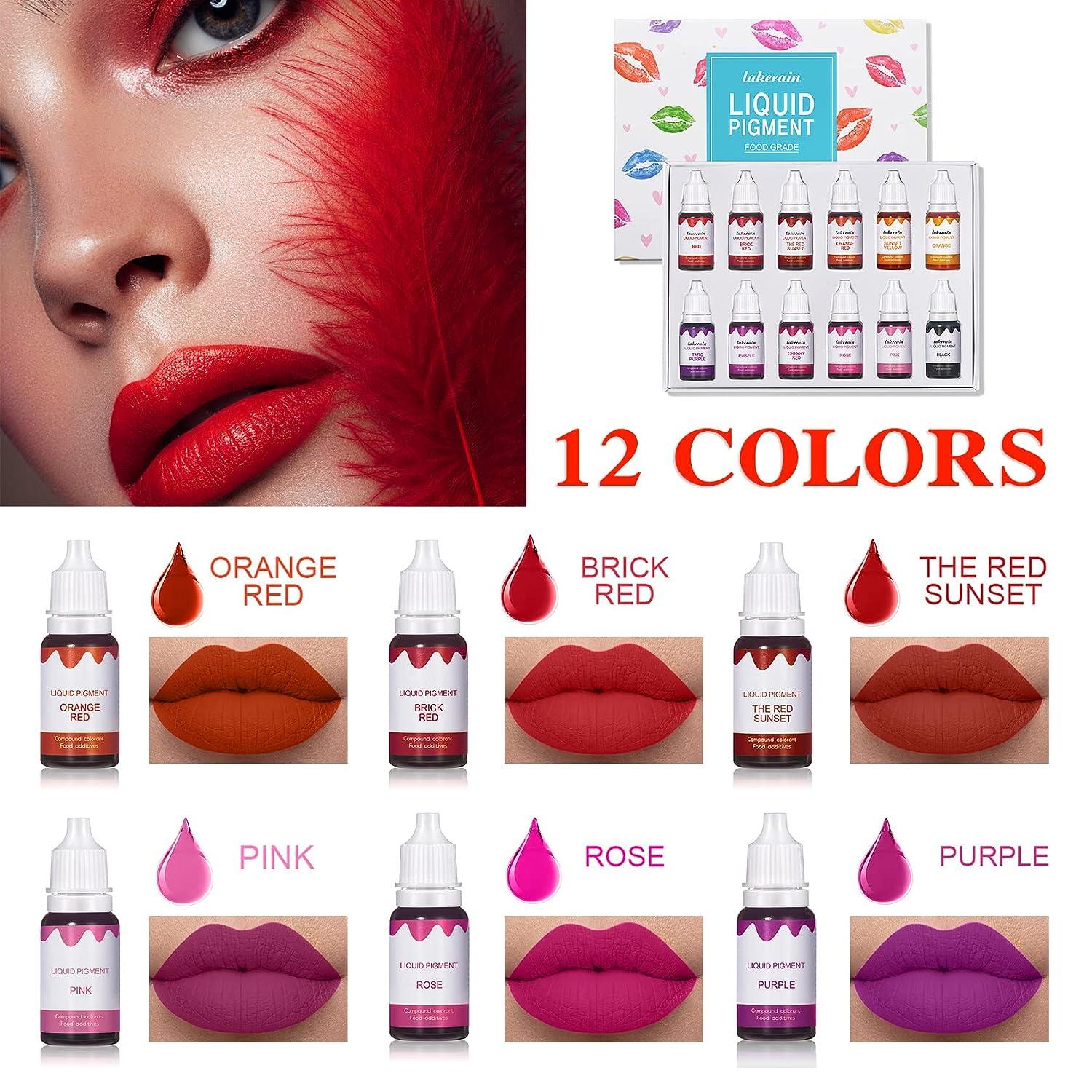 QIUFSSE 12 Colors DIY Lip Gloss Pigment Set Liquid Pigment for Lip Gloss  Natural Multifunctional High Color Rendering Red Warm Color Pigment for Lip  Gloss Making-Set A Set-A