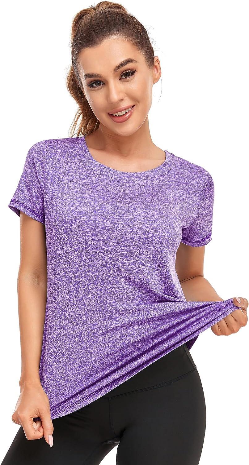 Tuff Athletics Keyhole Yoga Shirt Short Sleeve Workout Top Women's Small  Purple
