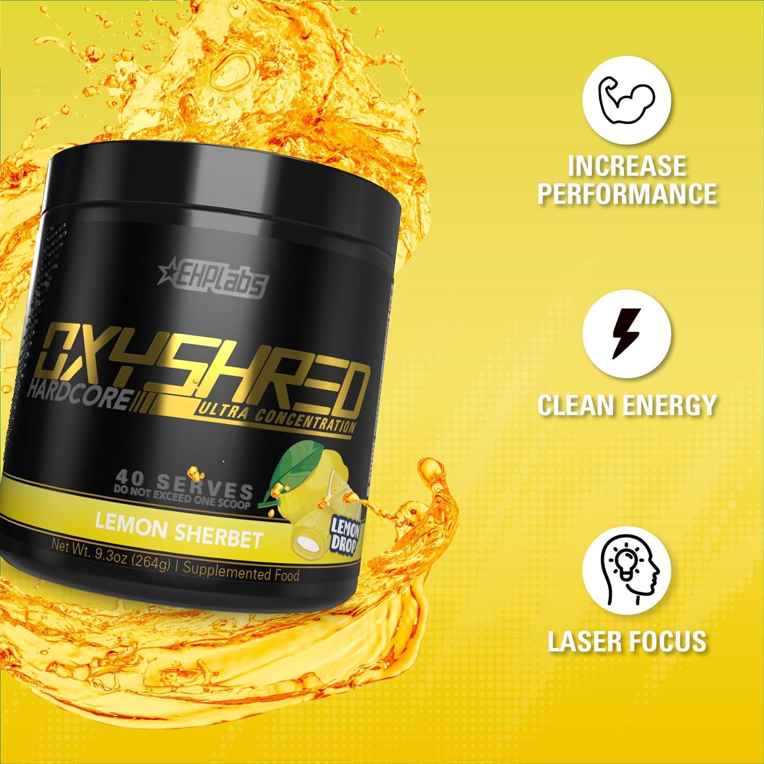efectos negativos de la l carnitina EHPlabs OxyShred Hardcore Thermogenic Pre Workout Powder for Shredding -  Pre Workout Powder with L Glutamine & Acetyl L Carnitine Energy Boost Drink  Mood Booster - Lemon Sherbet 40 Servings