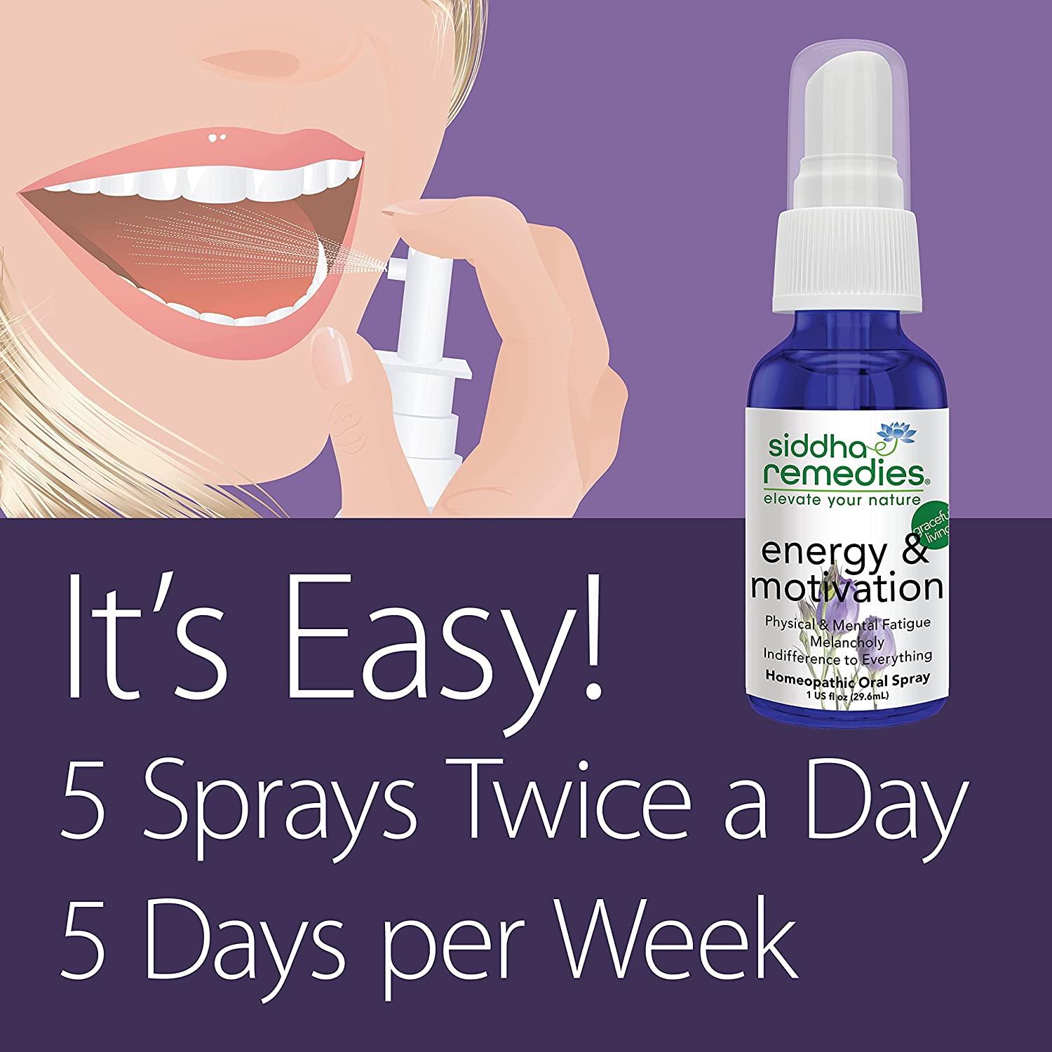 Siddha Remedies Energy & Motivation Spray 100 Natural Homeopathic