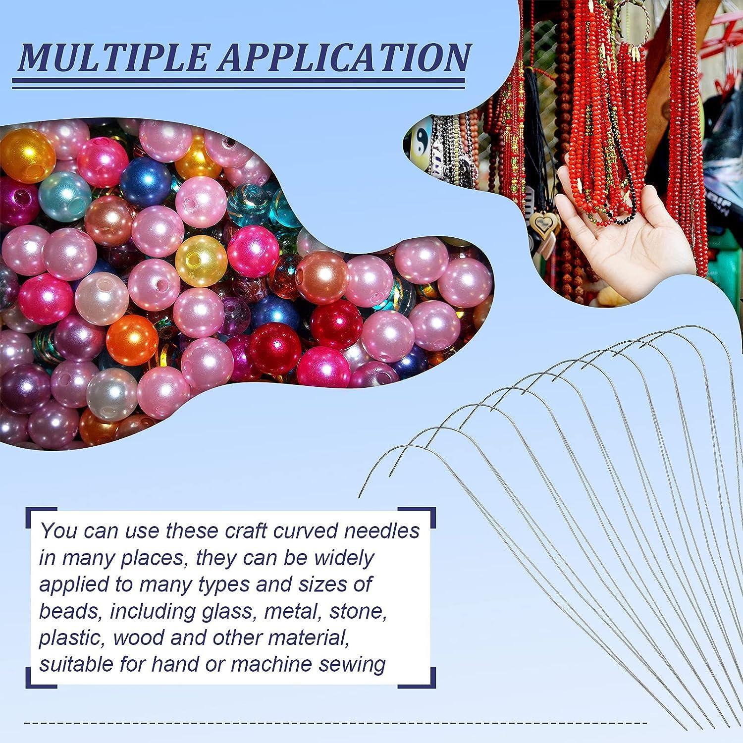 10 Pack 4 Inch Stainless Steel Big Eye Curved Beading Needles DIY