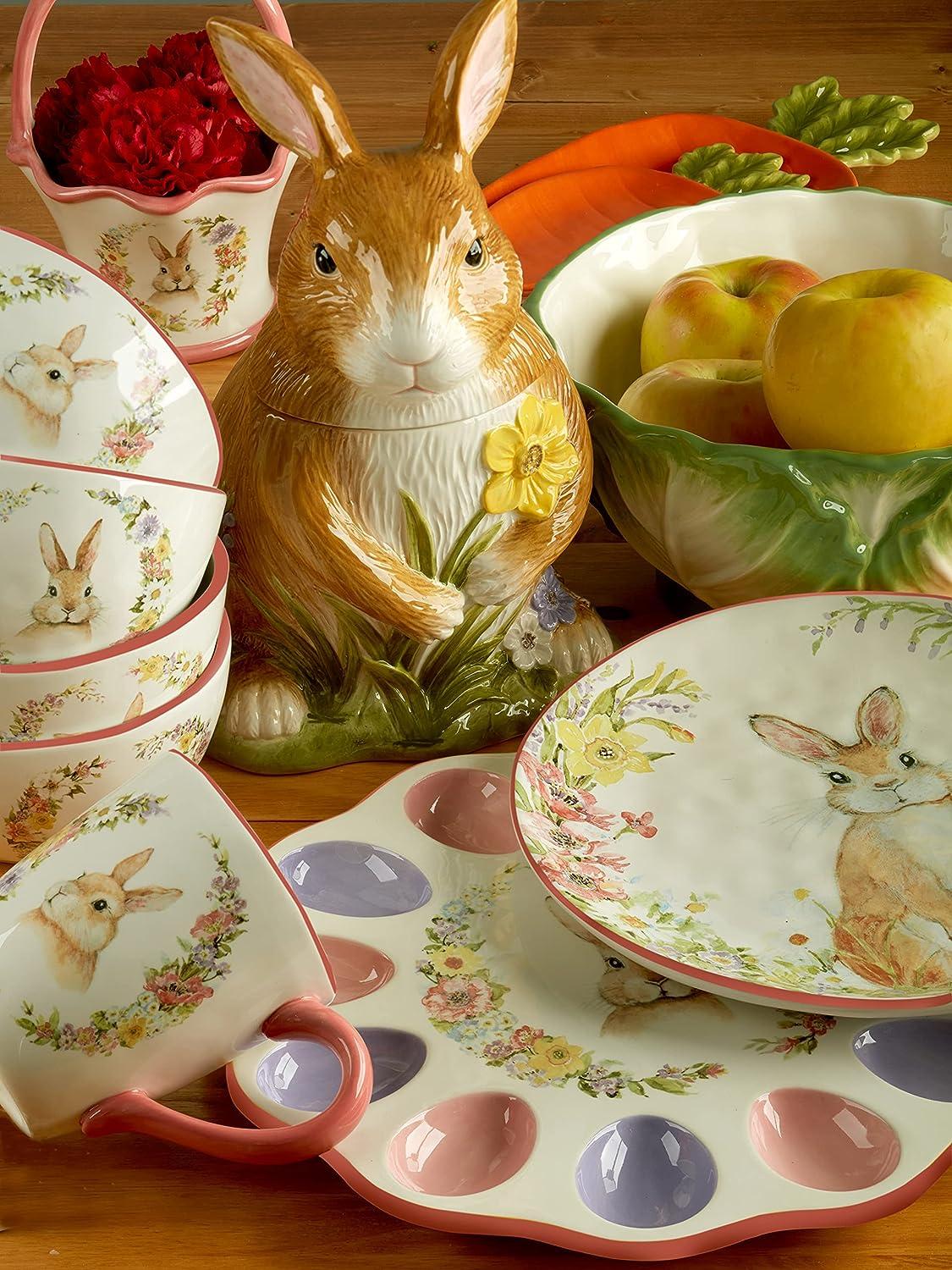 Certified International Easter Garden 3-D Bunny Cookie Jar - 64oz