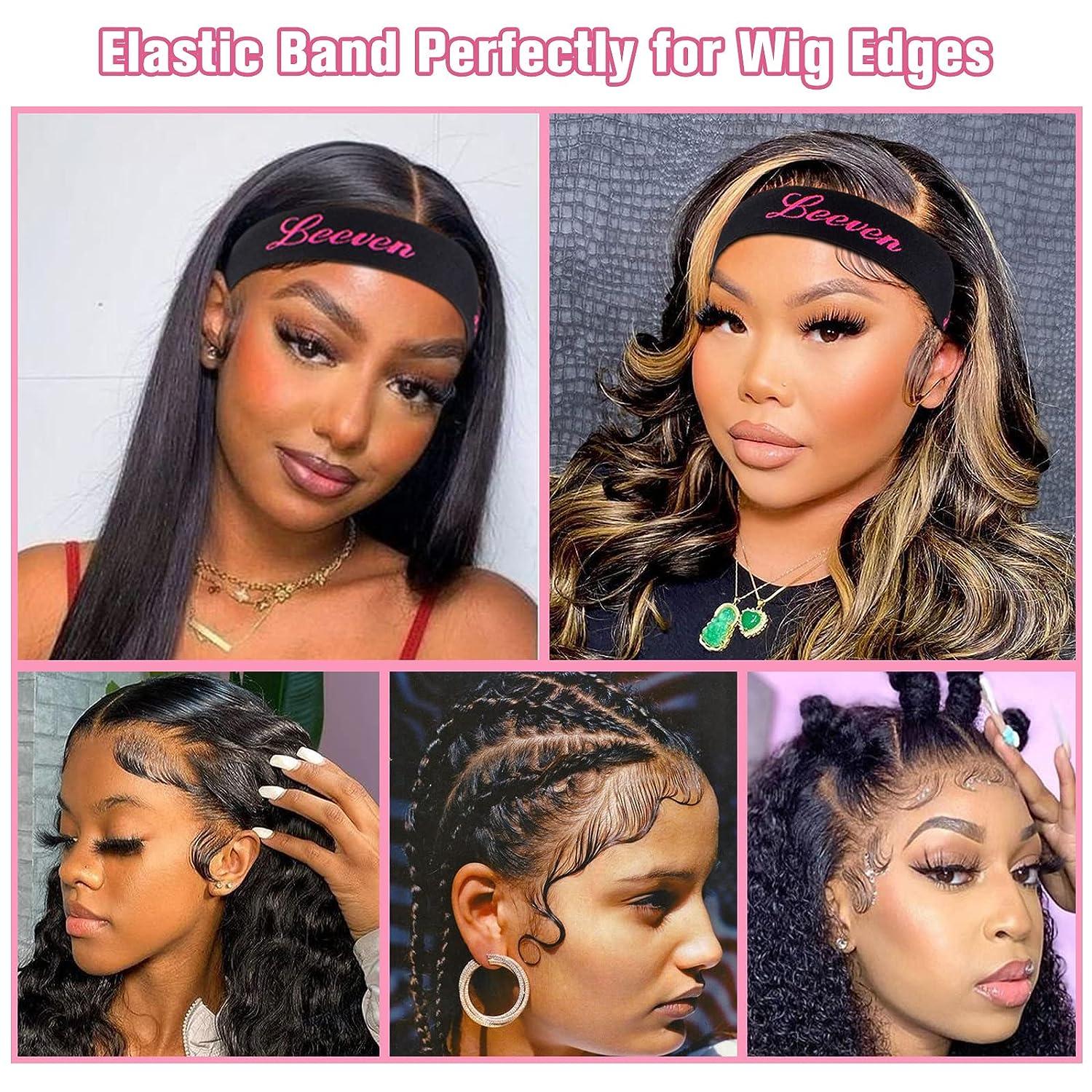 Elastic Bands for Wig Lace Melting Band 3PCS Wig Band for Lace Frontal with  Rat Tail Comb Edge Brush Wig Bands for Keeping Wigs in Place Edge Wrap to  Lay Edges Lace