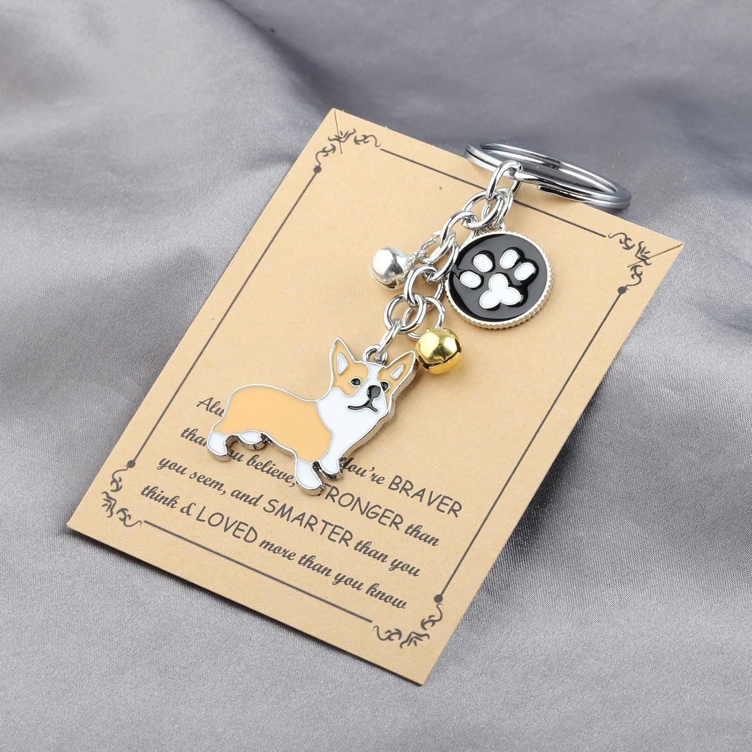 ENSIANTH Dog Keychain Gifts Perfect Puppy Paw Print Keyring for