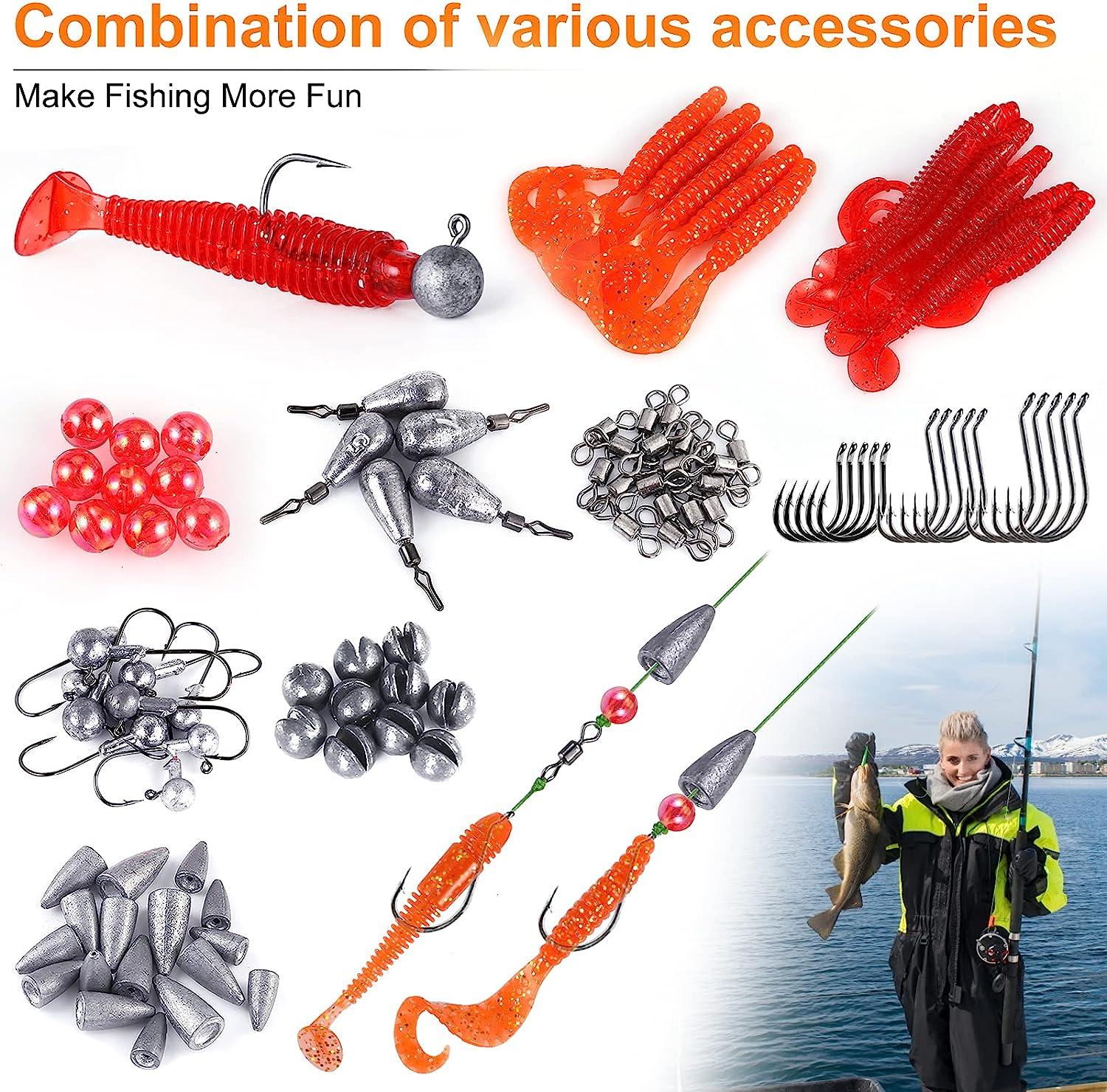 PLUSINNO 253/108pcs Fishing Accessories Kit, Fishing Tackle Box with Tackle  Included, Fishing Lures, Fishing Hooks, Spinner Blade, Fishing Gear for  Bass, Bluegill, Crappie