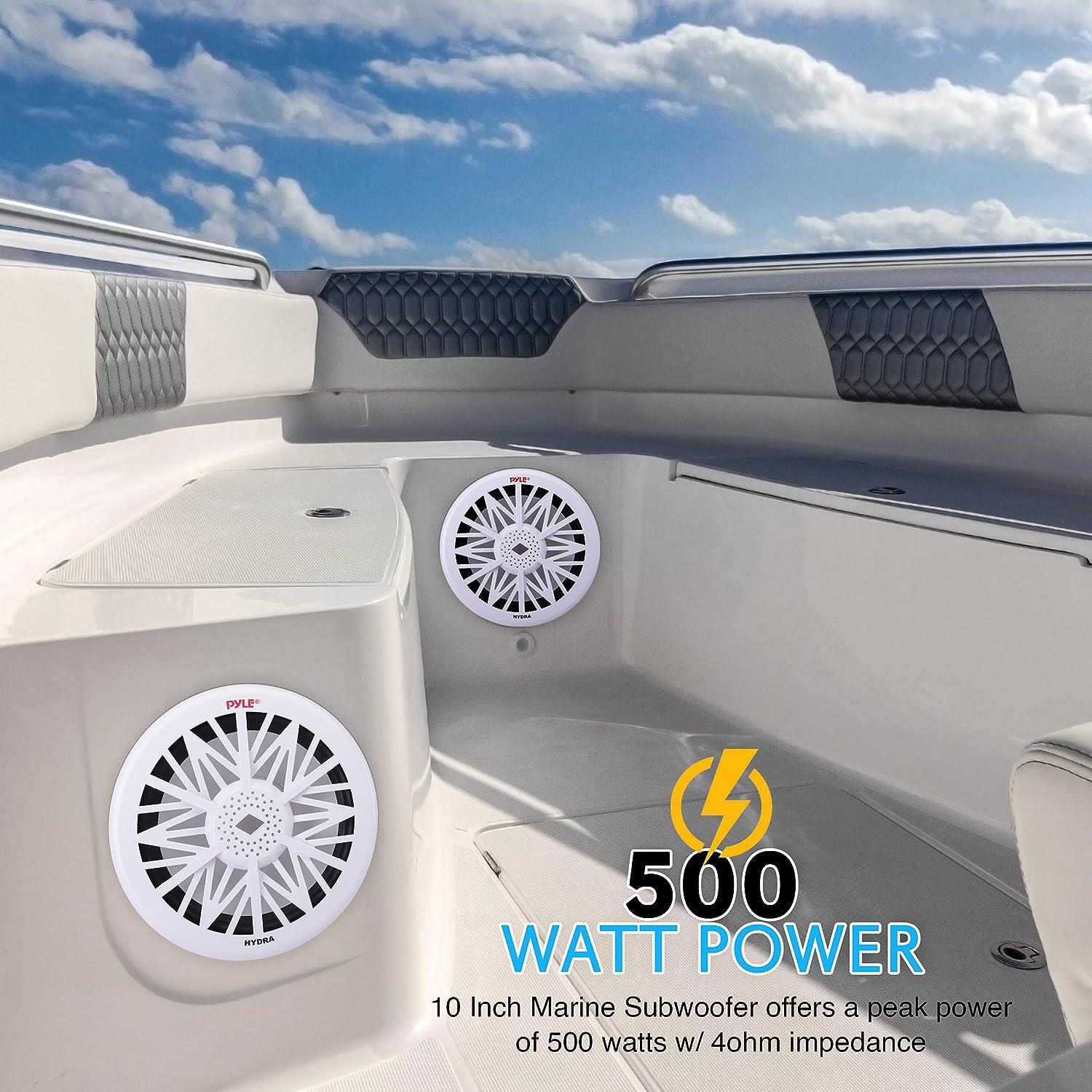 Pyle 10-Inch Outdoor Marine Subwoofer 500W Single White