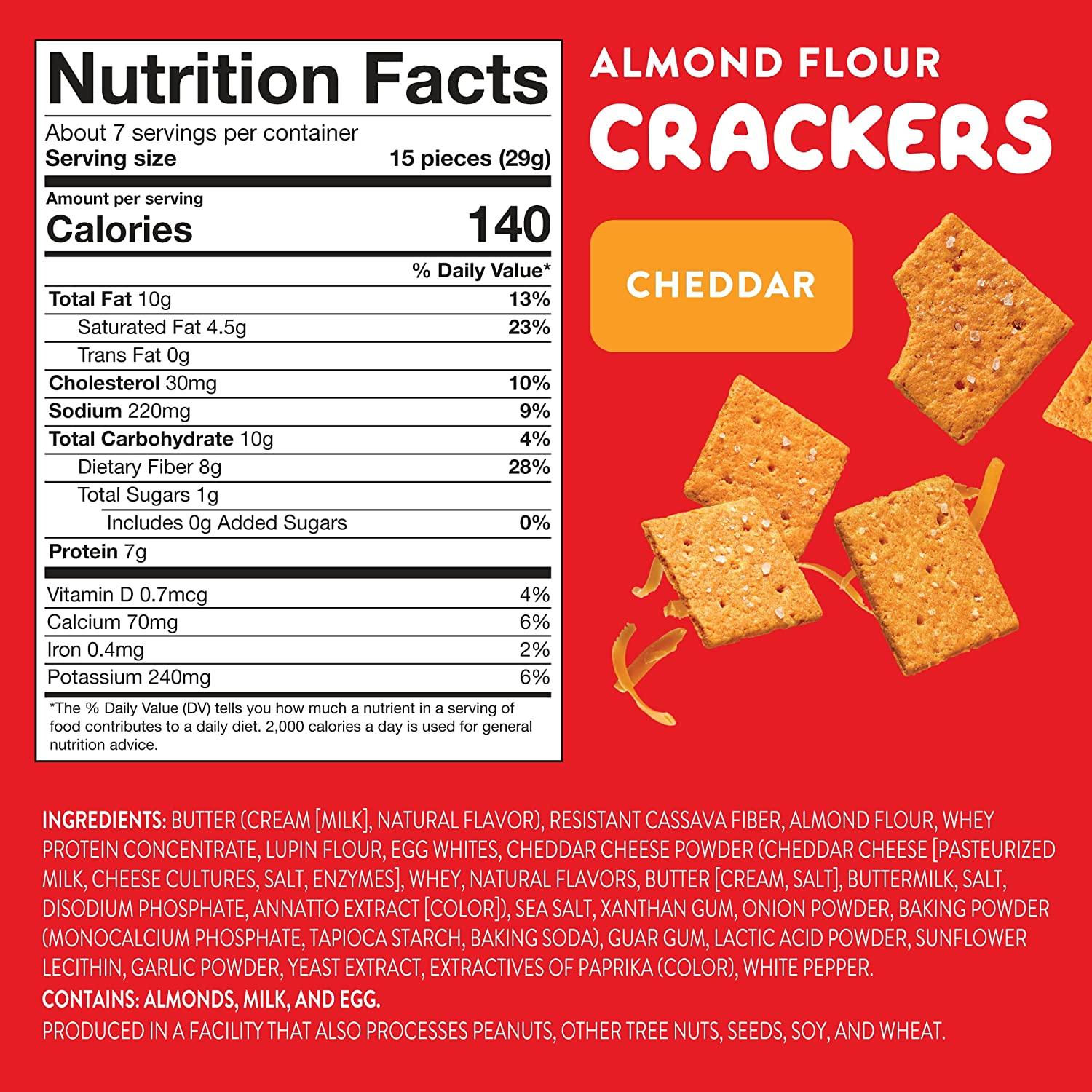 HighKey Gluten Free Crackers Cheddar Cheese and Sea Salt Almond Flour Cracker, Keto Snacks