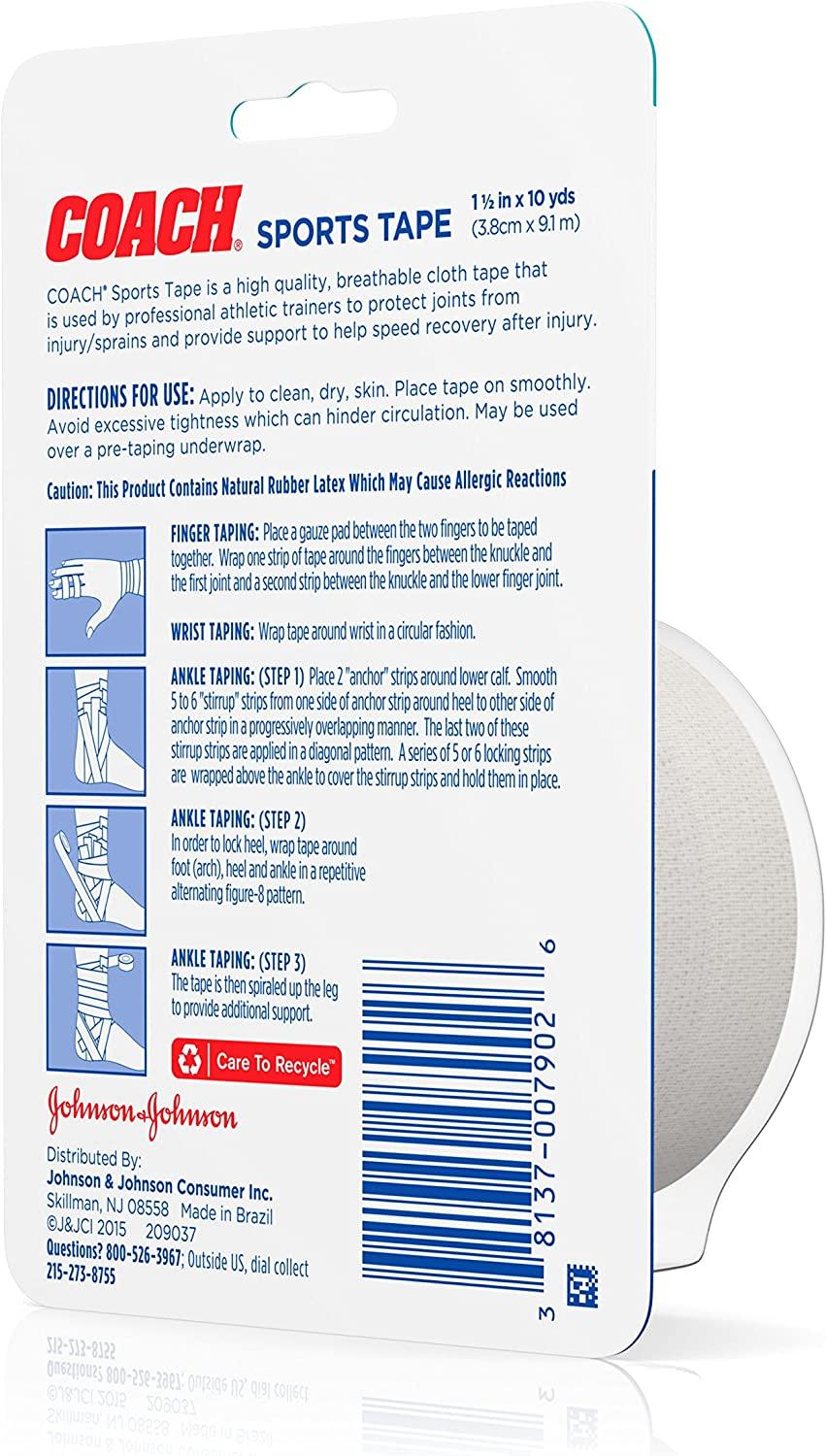 Johnson & Johnson Coach Sports Tape Breathable Cloth Tape for Joint