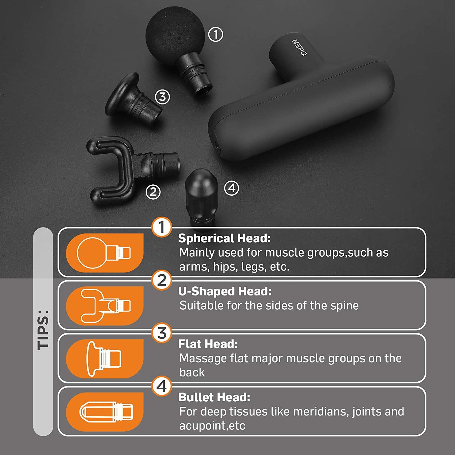 NEPQ Mini Massage Gun: Portable Deep Tissue Percussion Massager for Pain Relief - 4 Speed High-Intensity Vibration - Rechargeable - Black | Buy Now with Express International Delivery | GoSupps.com NEPQ Mini Massage Gun: Portable Deep Tissue Percussion Massager for Pain Relief - 4 Speed High-Intensity Vibration - Rechargeable - Black | Buy Now with Express International Delivery | GoSupps.com