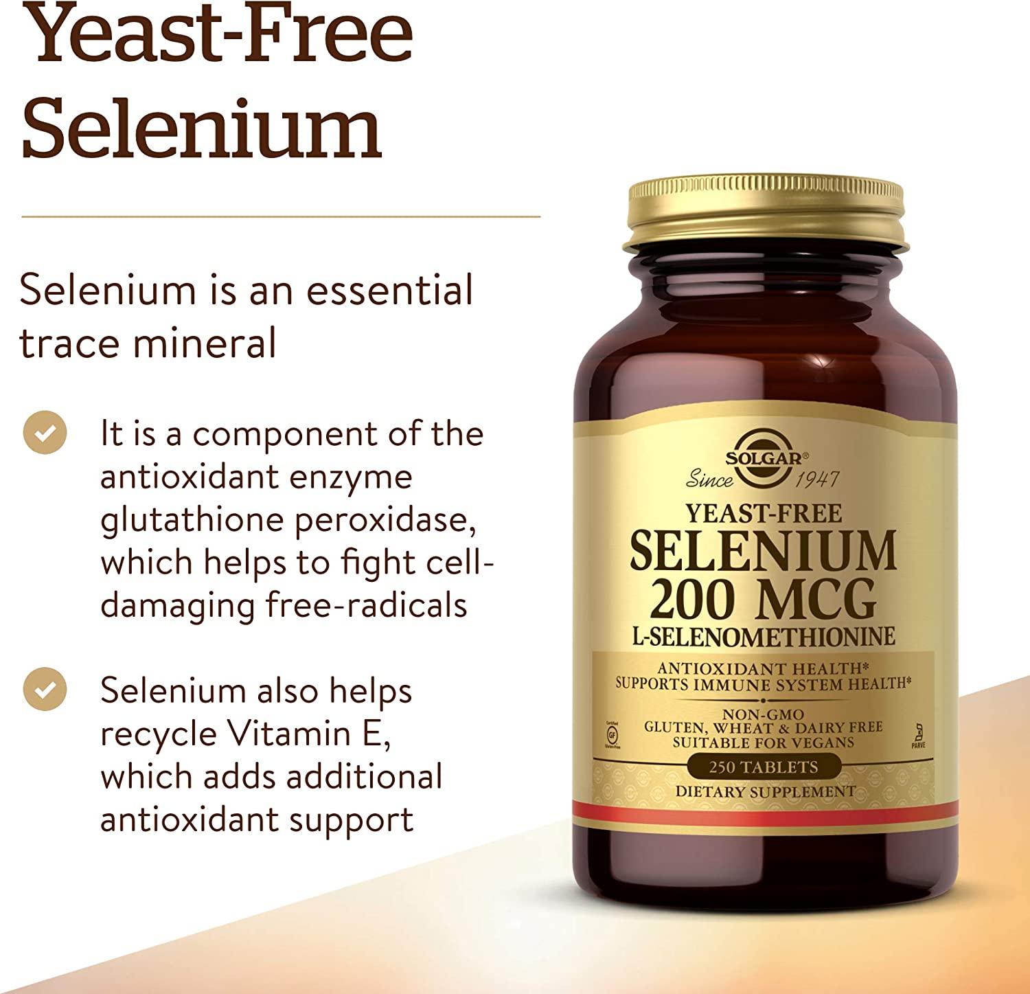 Buy Solgar Selenium Yeast-Free 200mcg - 250 Tablets for Immune Support ...