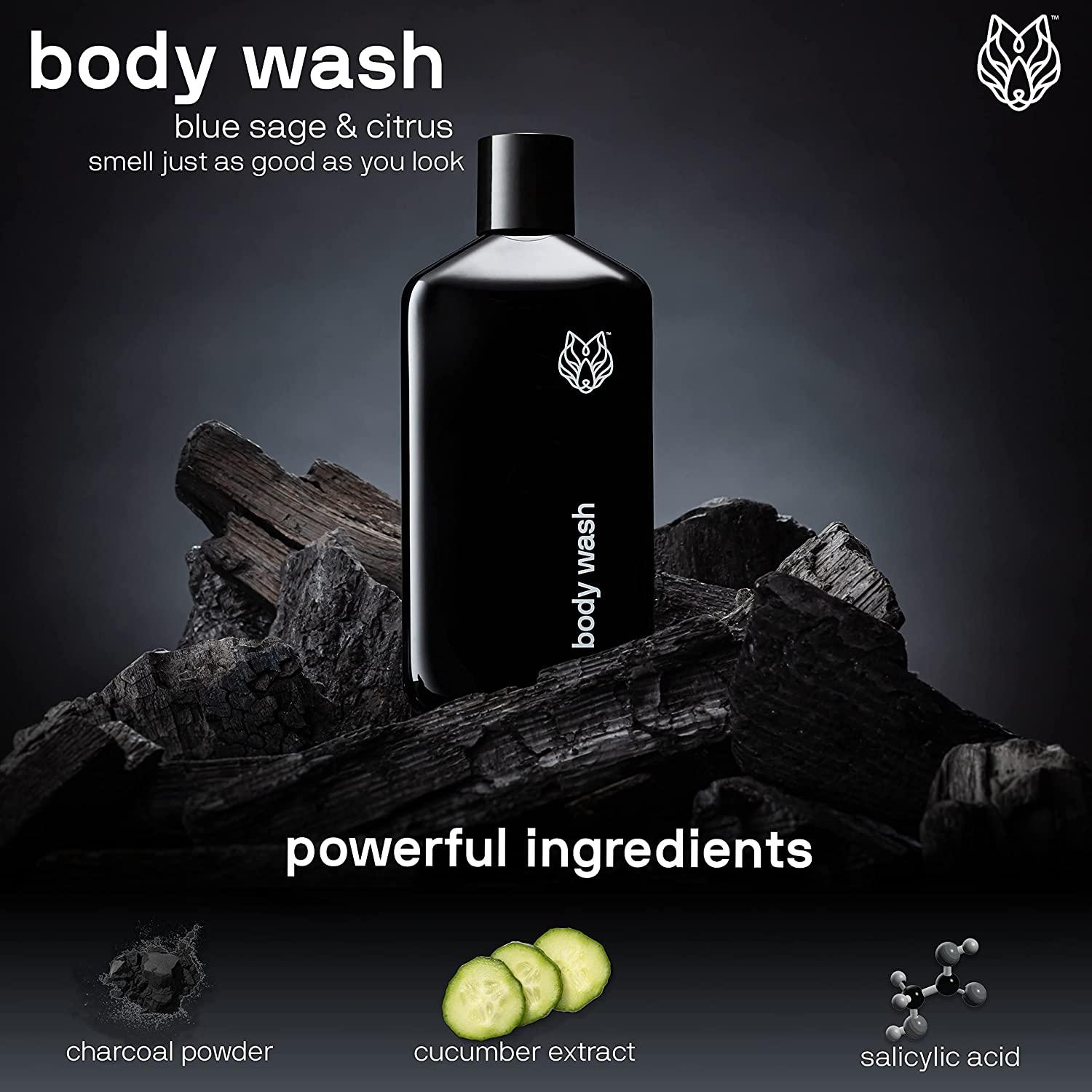 Black Wolf Charcoal Powder Body Wash for Men - 10 Fl Oz | Salicylic ...