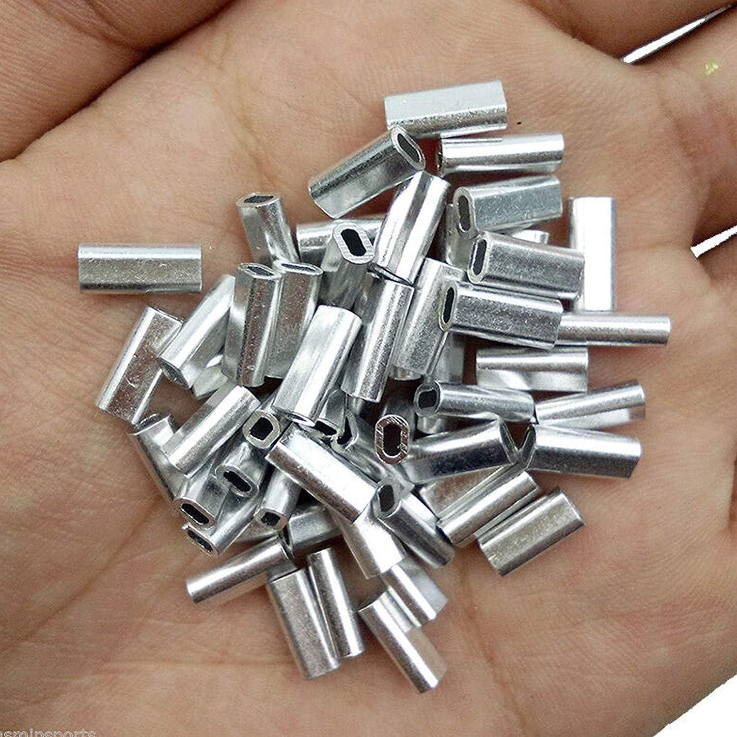 AGOOL Aluminum Single Barrel Crimp Sleeves Kit -500pcs Aluminum Crimping  Loop Sleeve Assortment Kit for Wire Rope and Cable Fishing Line Tube  Connectors for Leader Rigging Oval/Round