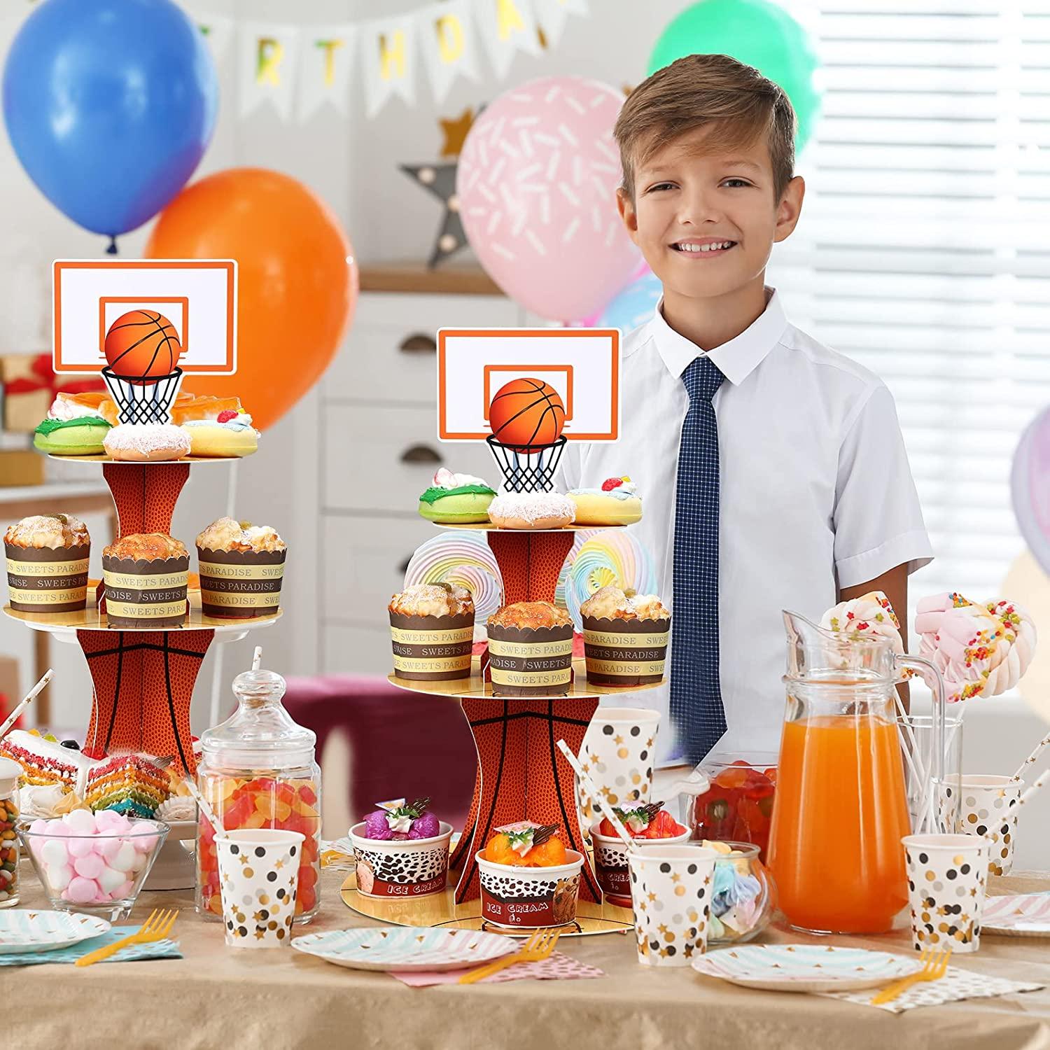 Basketball Theme Party Cupcake Stand Decorations, 3 Tier Sports ...