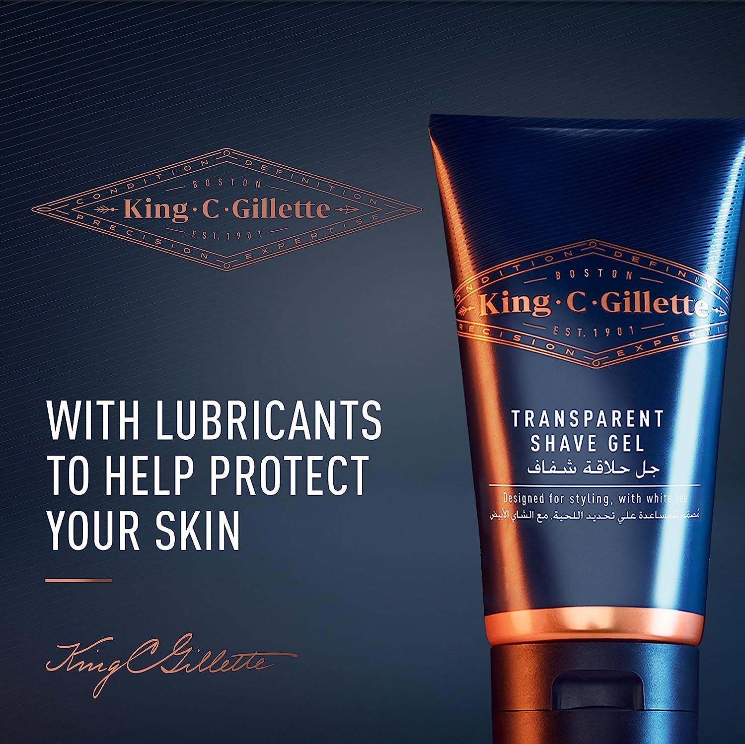 King C. Gillette Mens Transparent Shave Gel with White Tea and Argan