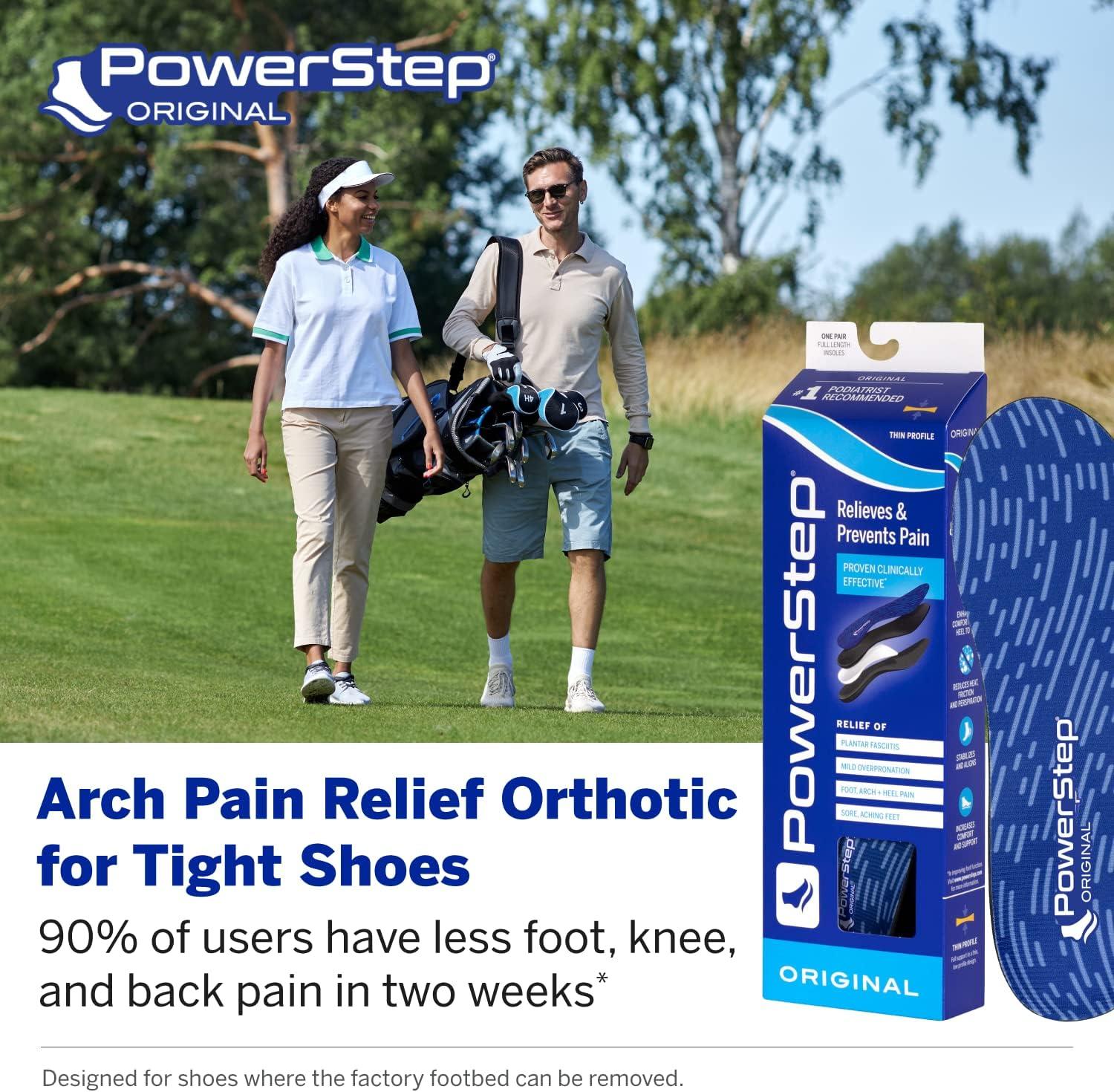 PowerStep Original Insoles Arch Pain Relief Orthotics for Tight