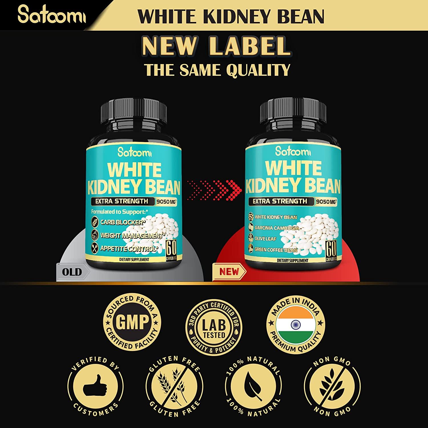 Pure White Kidney Bean Capsules 4 Month Supply Equivalent to 9050mg