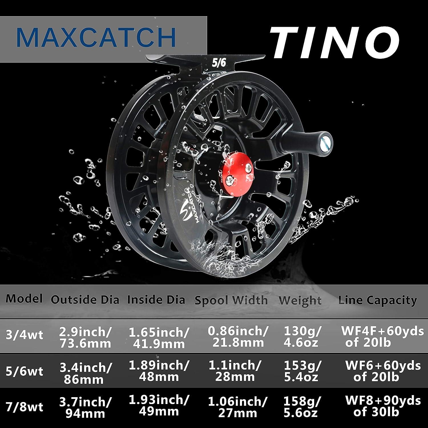Maxcatch Tino Fly Fishing Reel (3/4wt 5/6wt 7/8wt) and Pre-Loaded Fly Reel  with Line Combo Reel Only (Black) 3/4wt