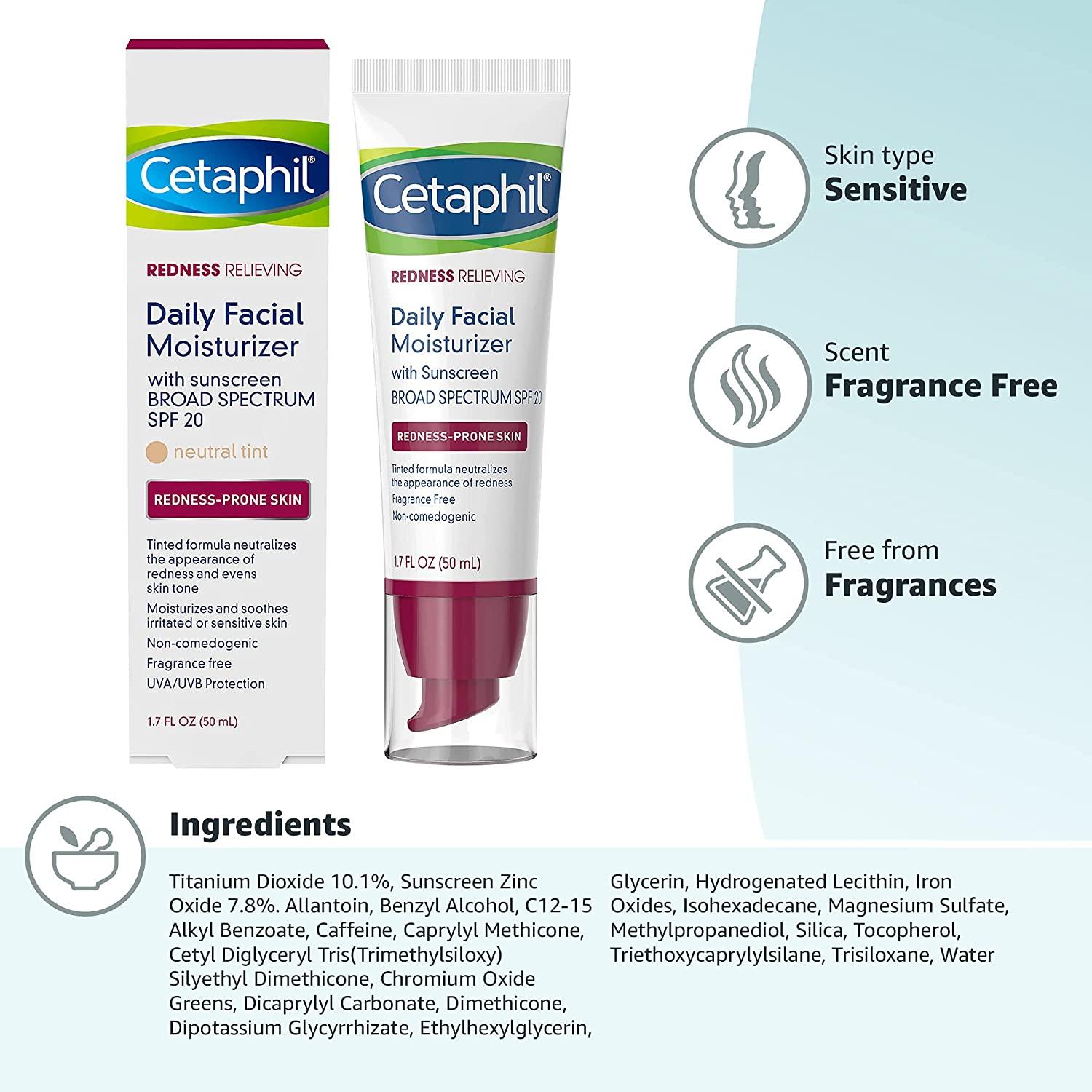 Cetaphil Relieving Daily Facial Moisturizer SPF 20 Neutral Tint 1.7 fl oz (50 ml)