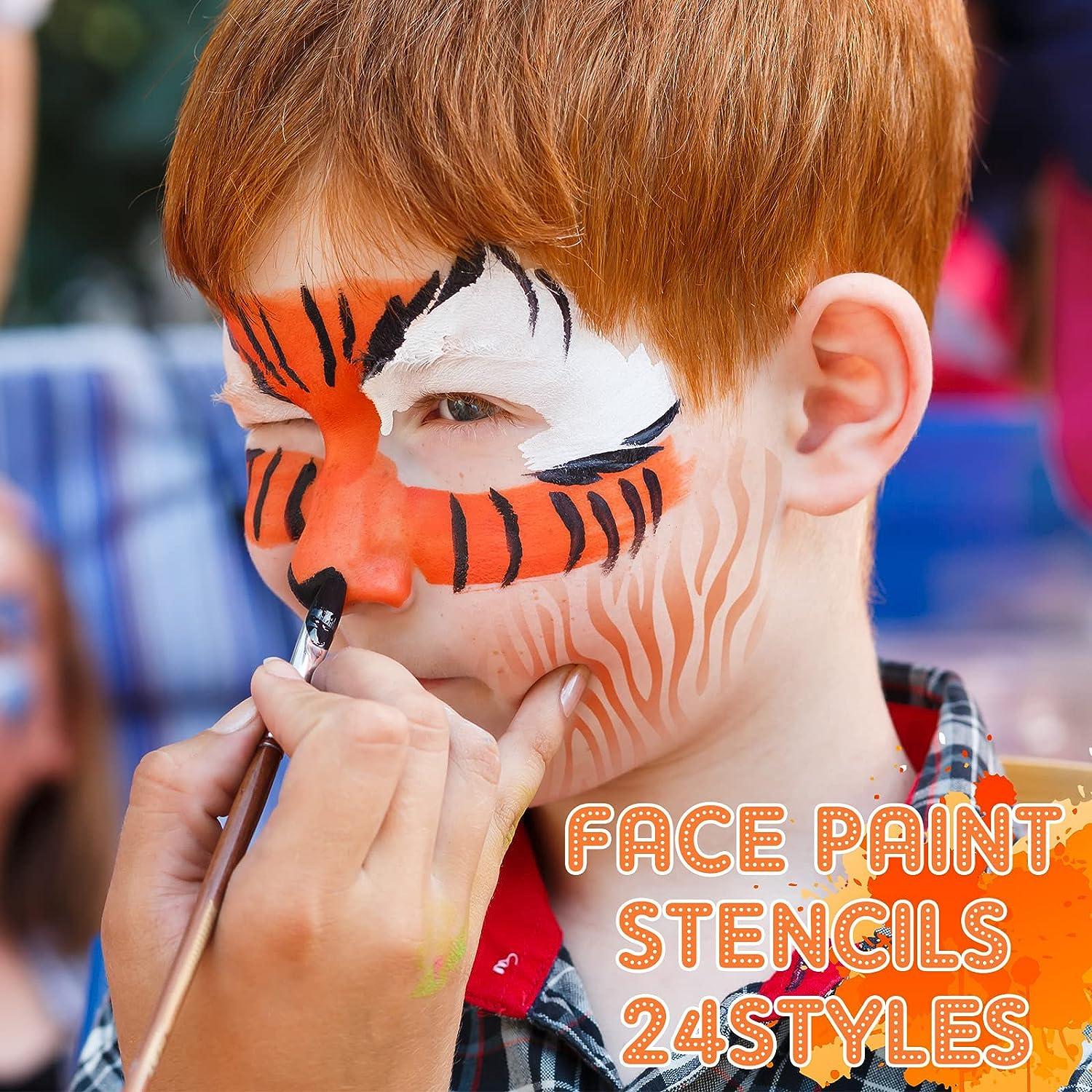 24 Pieces Face Paint Stencils Face Body Painting Stencils Tattoo Painting  Templates Face Tracing Stencils for Kids Holiday Halloween Makeup Body Art  Painting Tattoos Painting (Vivid Style)