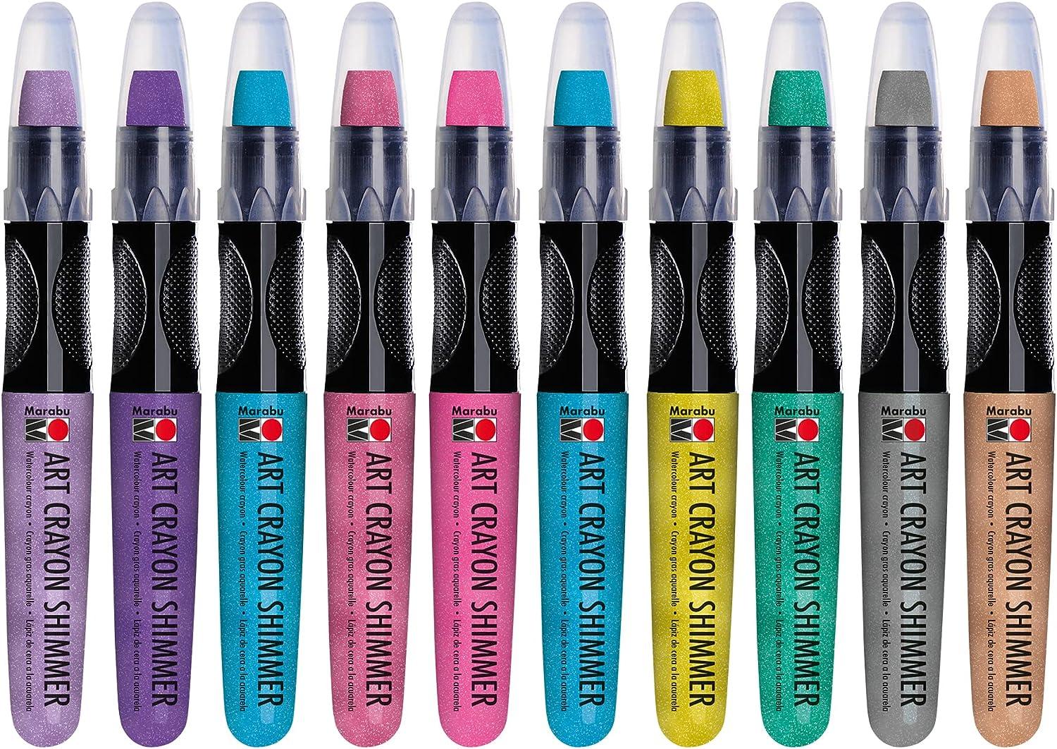 Marabu Art Crayons Shimmer Set 10 Metallic Watercolor Crayons for