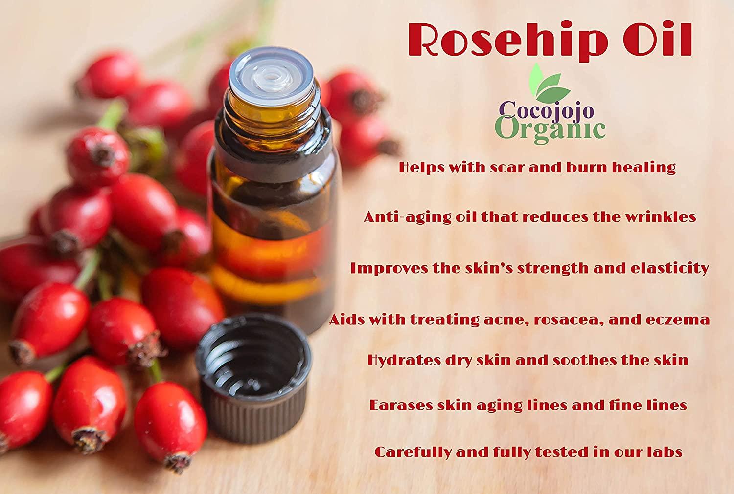 Rosehip Oil - 16 oz - 100% Pure Unrefined Cold Pressed All Natural Non GMO  Extra Virgin Rosehip Seed Carrier Oil - Premium Grade A for Hair Skin Face  Body Nail Locs