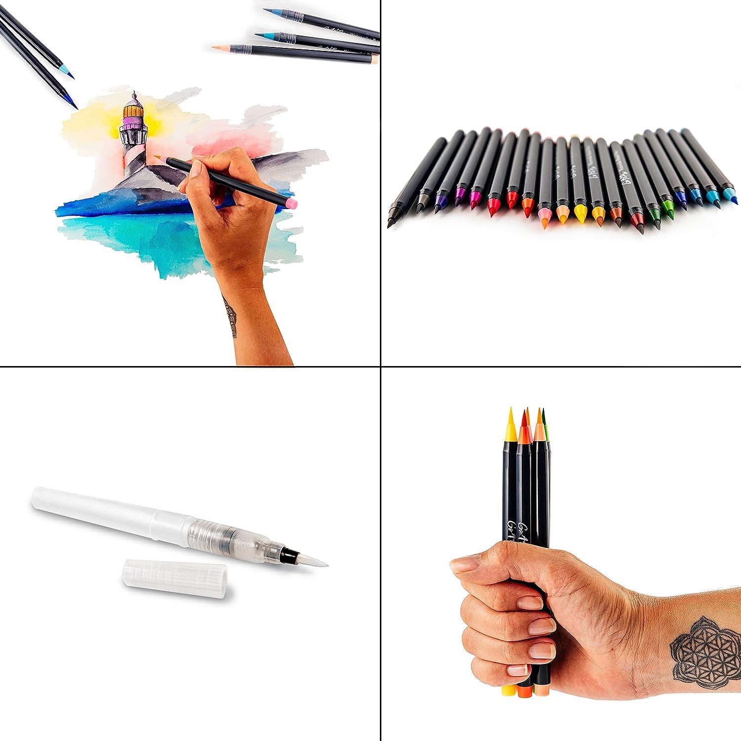 kemila 20 Colors Watercolor Brush Pen Soft Fine Tip Markers Pens Paintbrush  for Sketch Drawing Manga Comic Handwriting