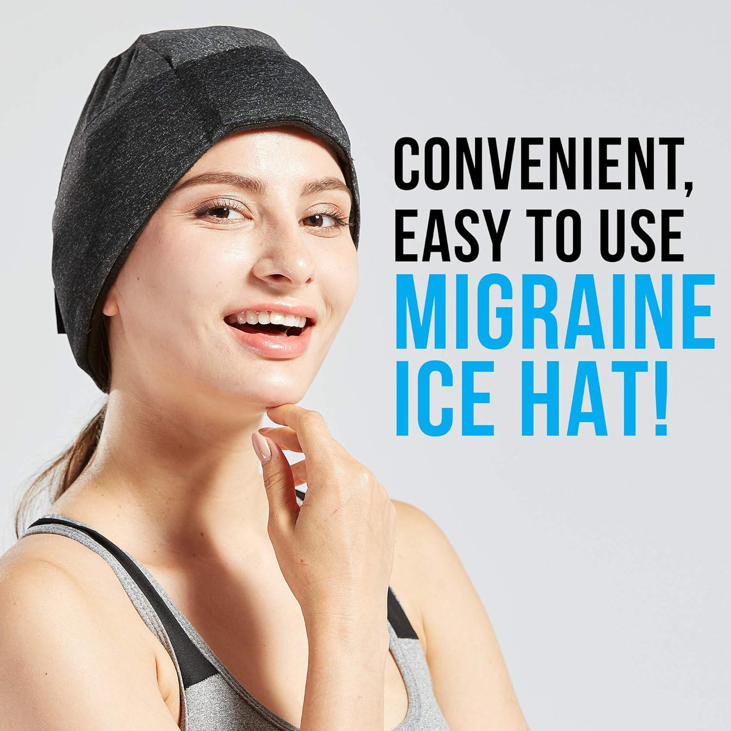 BODYPROX Migraine Relief Ice Pack Hat Head Gel Ice Cap for Tension
